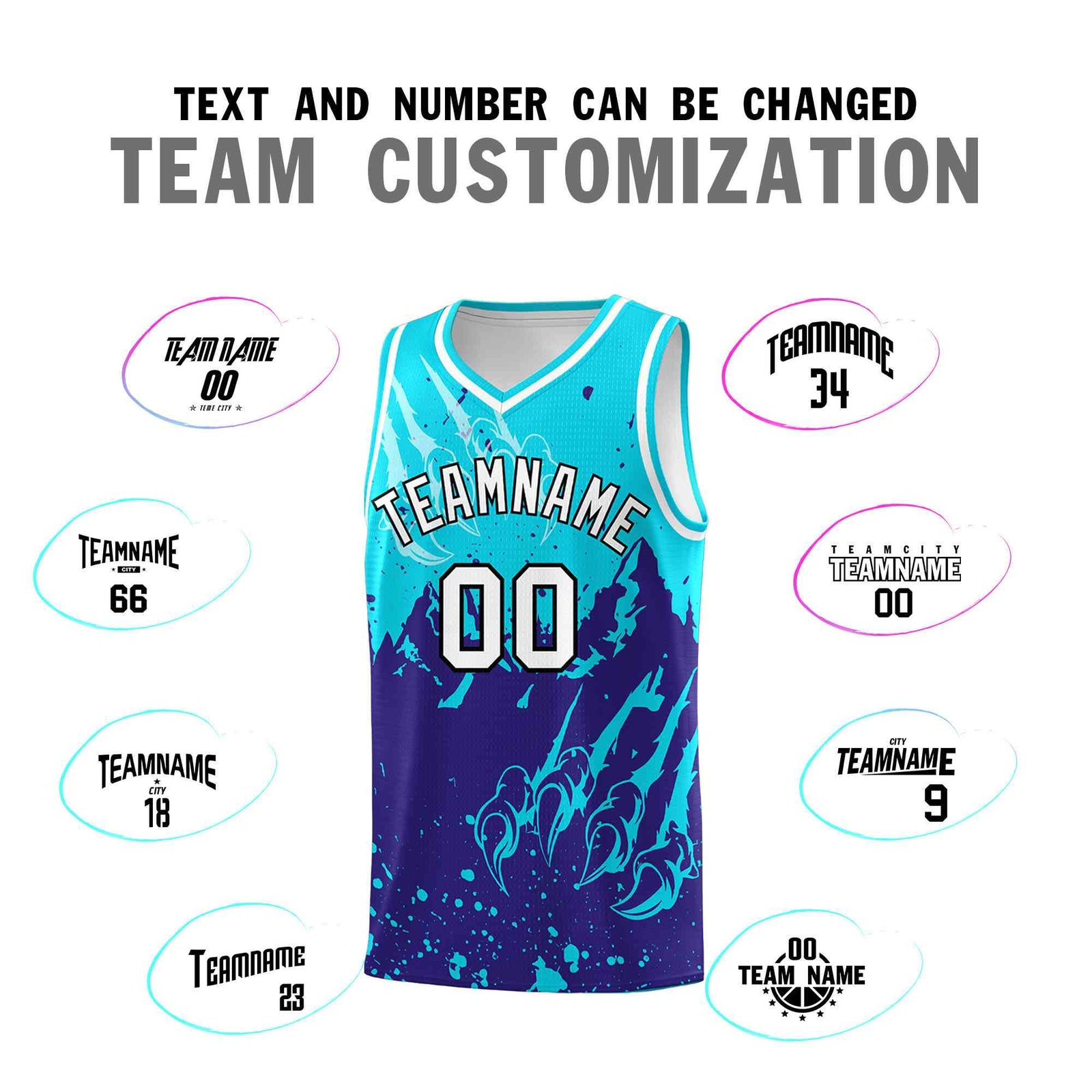 Custom Sky Blue Royal Snow Mountain Beast Pattern Sports Uniform Basketball Jersey
