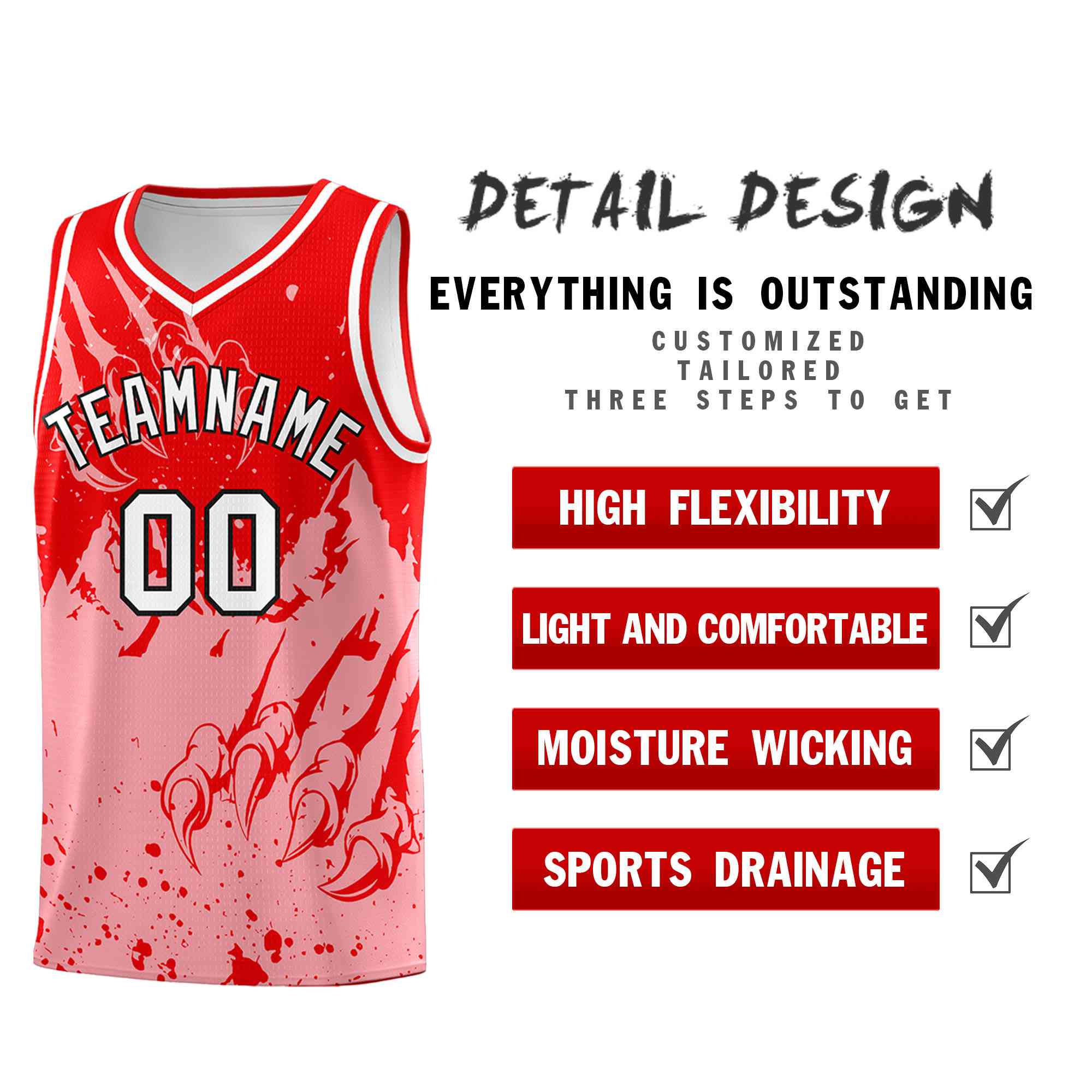 Custom Light Red Light Pink Snow Mountain Beast Pattern Sports Uniform Basketball Jersey