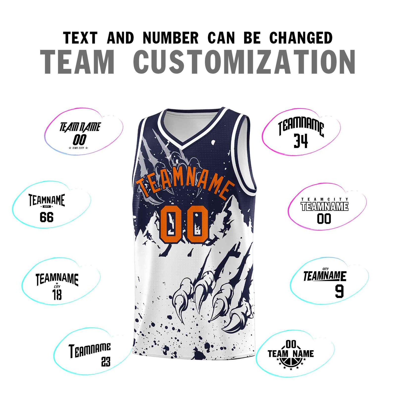 Custom Navy White Snow Mountain Beast Pattern Sports Uniform Basketball Jersey