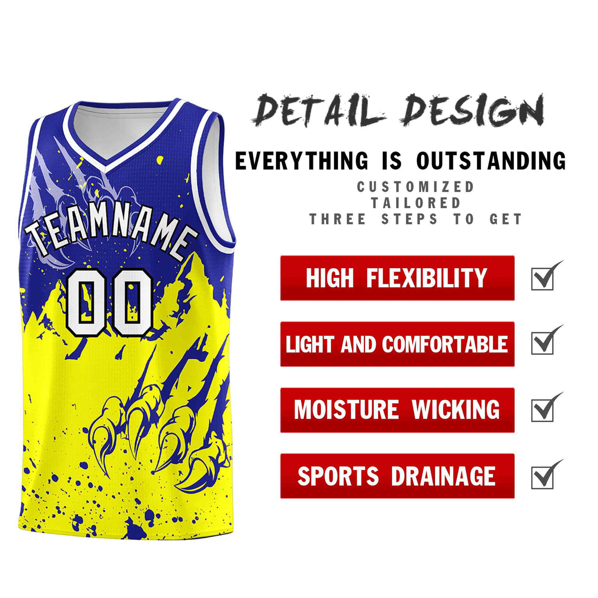 Custom Royal Fluorescent Yellow Snow Mountain Beast Pattern Sports Uniform Basketball Jersey