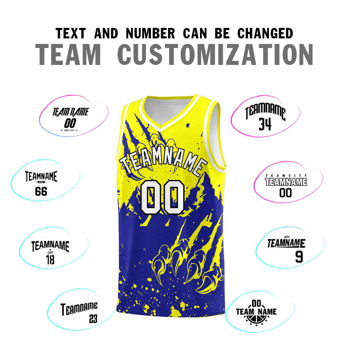Custom Fluorescent Yellow Royal Snow Mountain Beast Pattern Sports Uniform Basketball Jersey
