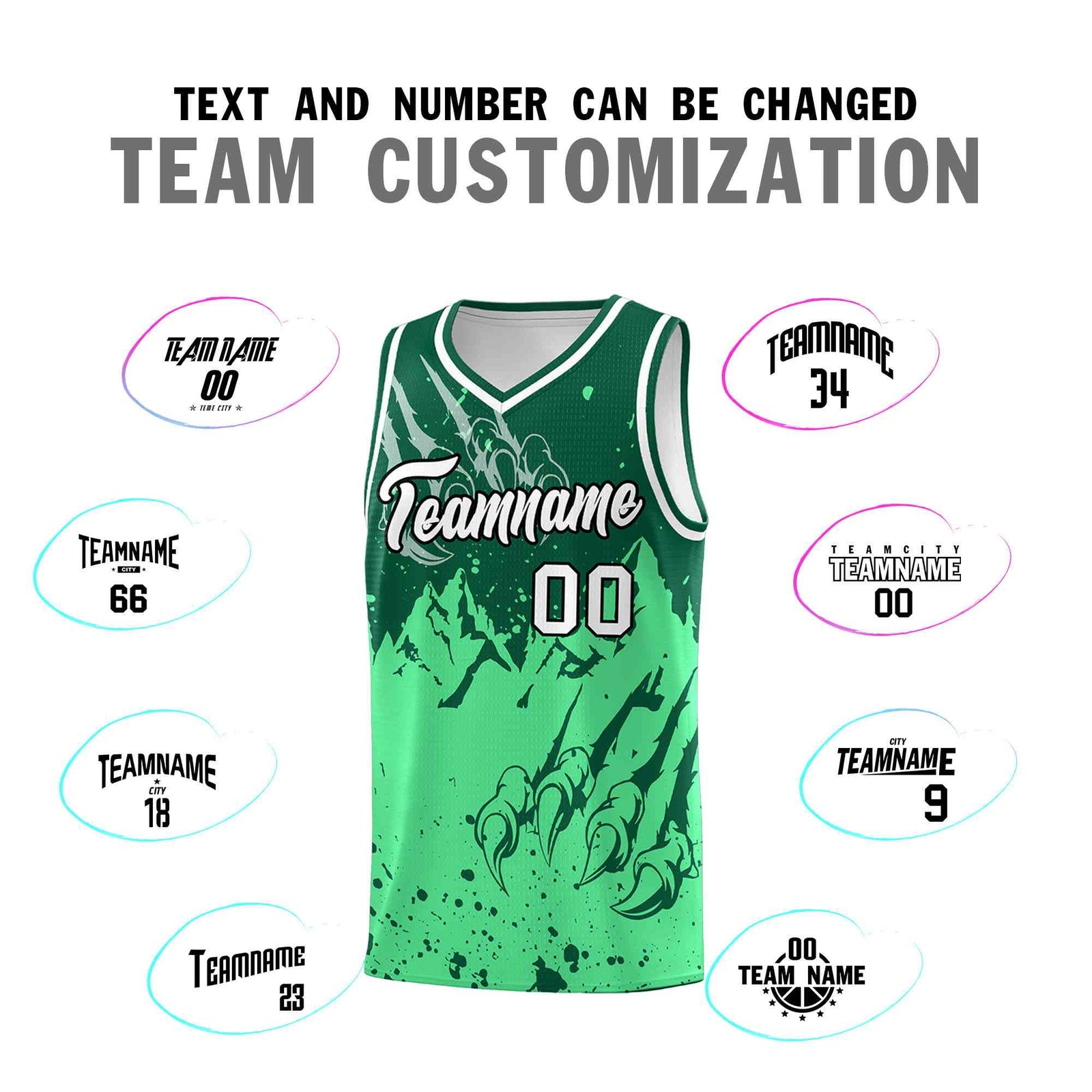 Custom Kelly Green Green Snow Mountain Beast Pattern Sports Uniform Basketball Jersey