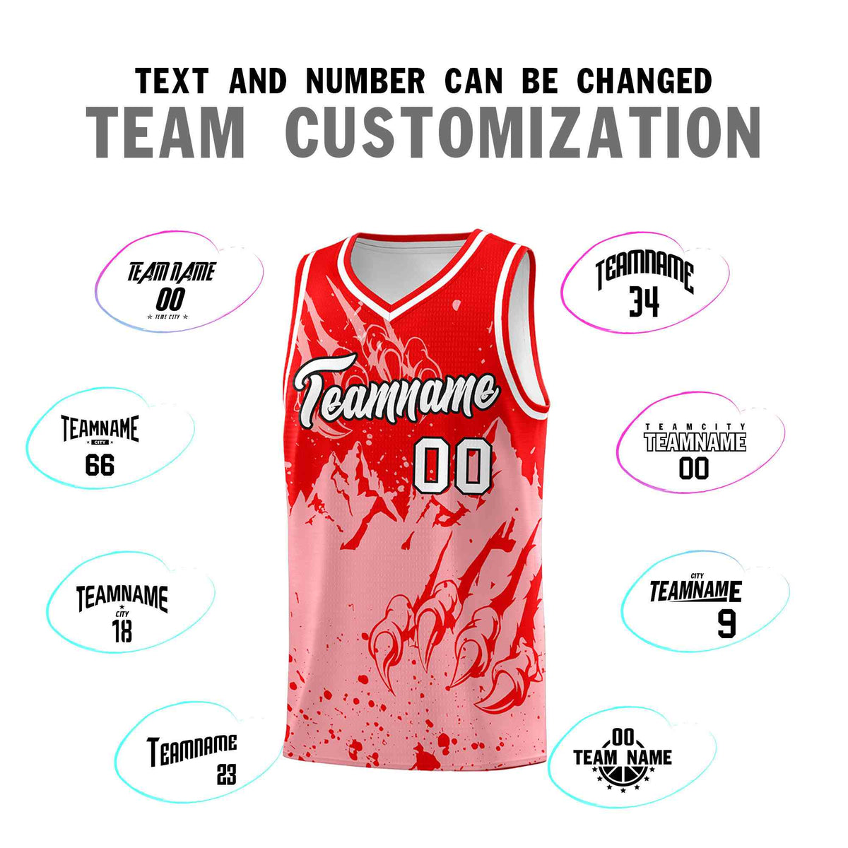Custom Light Red Light Pink Snow Mountain Beast Pattern Sports Uniform Basketball Jersey