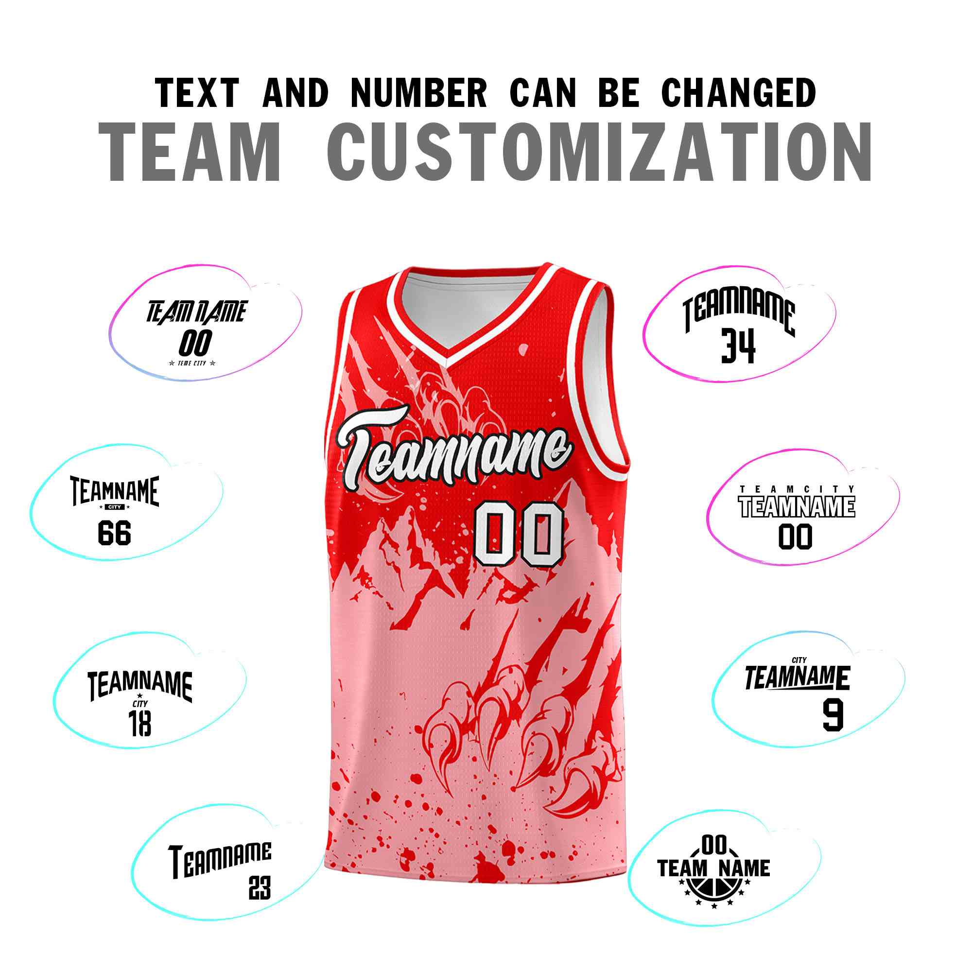 Custom Light Red Light Pink Snow Mountain Beast Pattern Sports Uniform Basketball Jersey