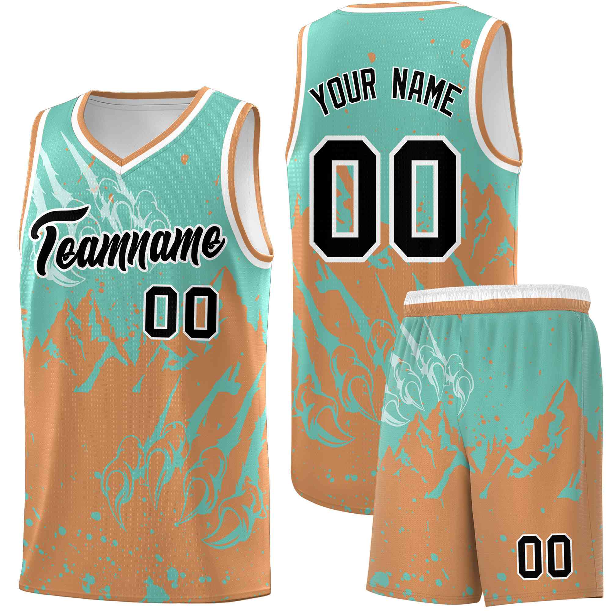 Custom Bright Green Buckskin Brown Snow Mountain Beast Pattern Sports Uniform Basketball Jersey