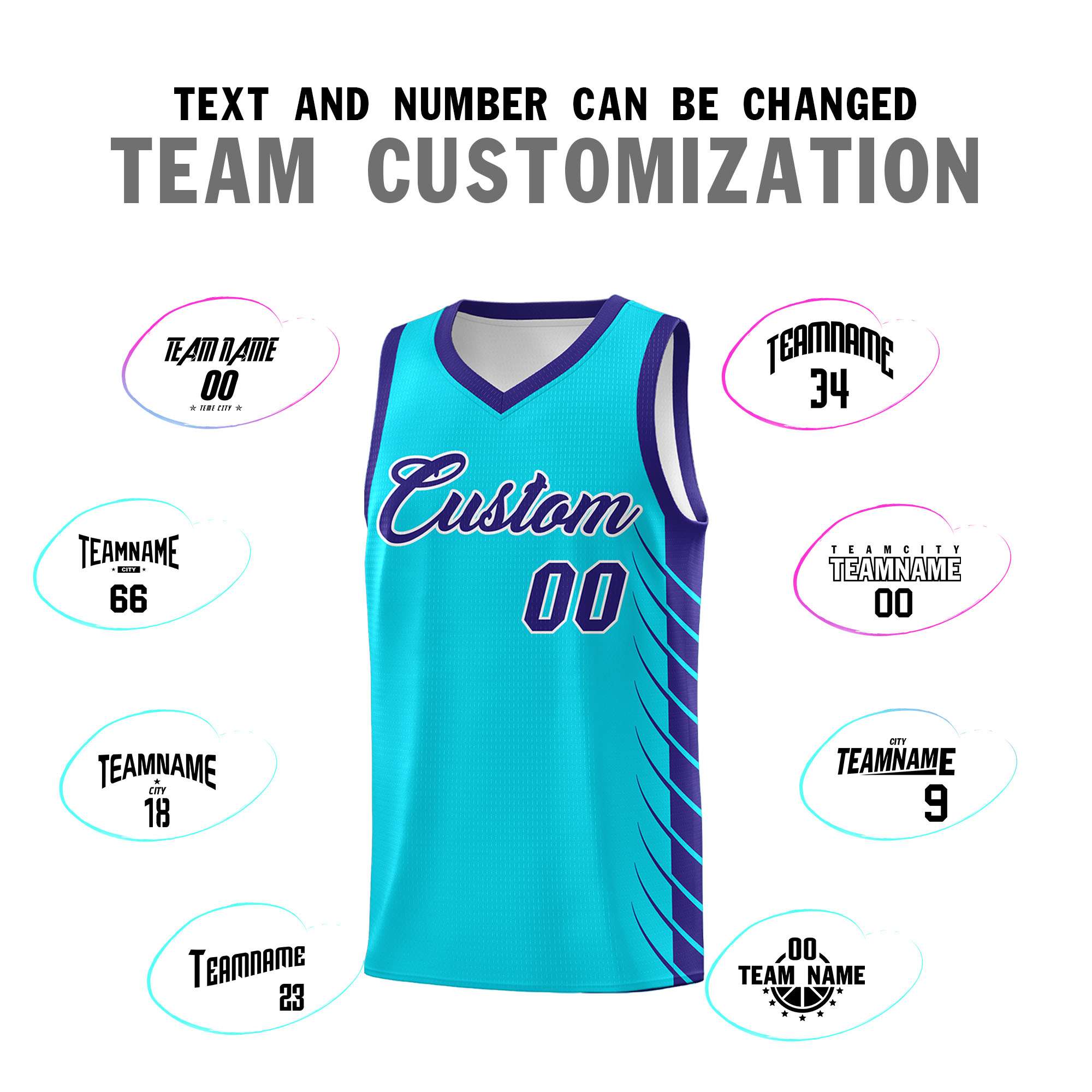 Custom Sky Blue Royal Personalized Side Symmetrical Line Pattern Sports Uniform Basketball Jersey