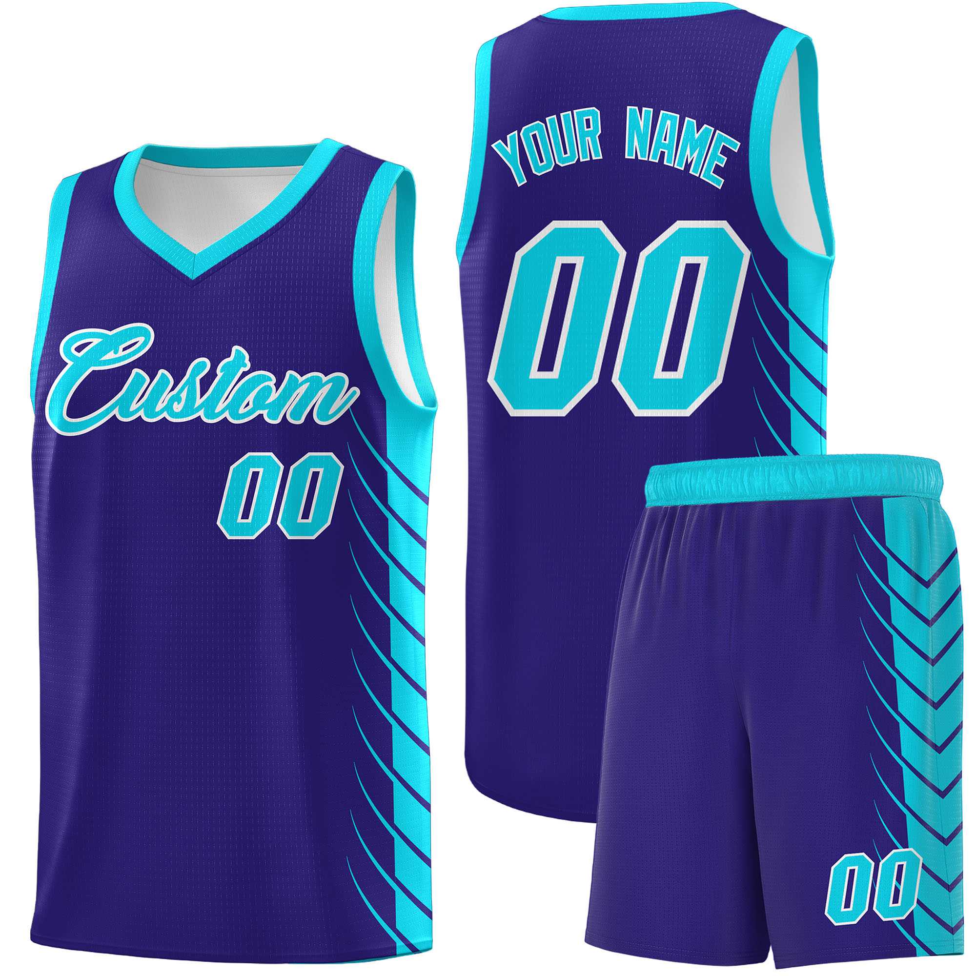 Custom Royal Sky Blue Personalized Side Symmetrical Line Pattern Sports Uniform Basketball Jersey