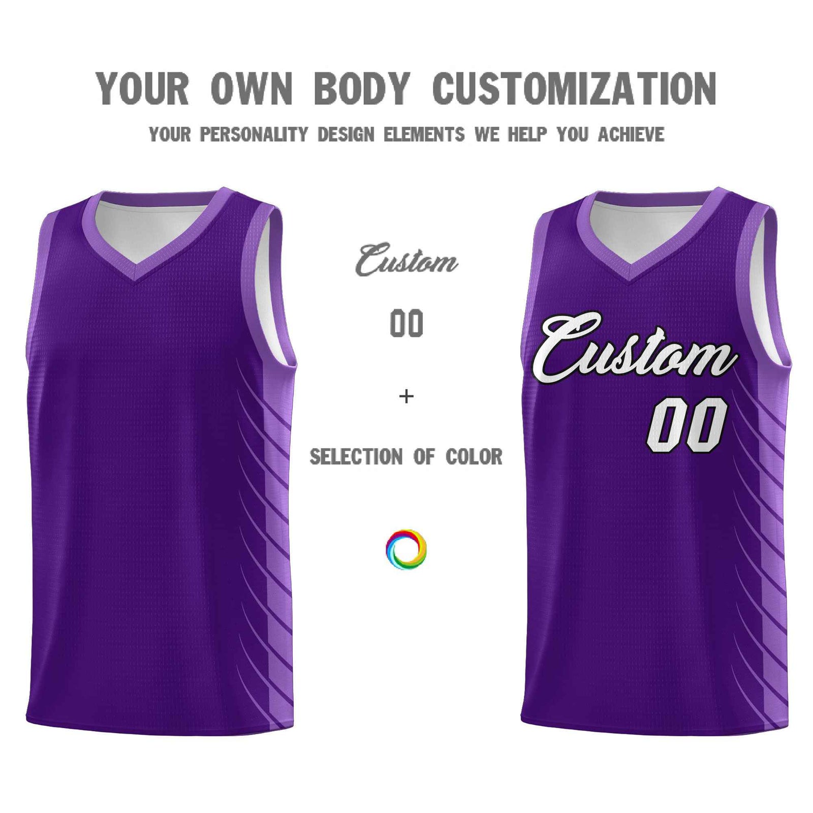 Custom Purple Light Purple Personalized Side Symmetrical Line Pattern Sports Uniform Basketball Jersey