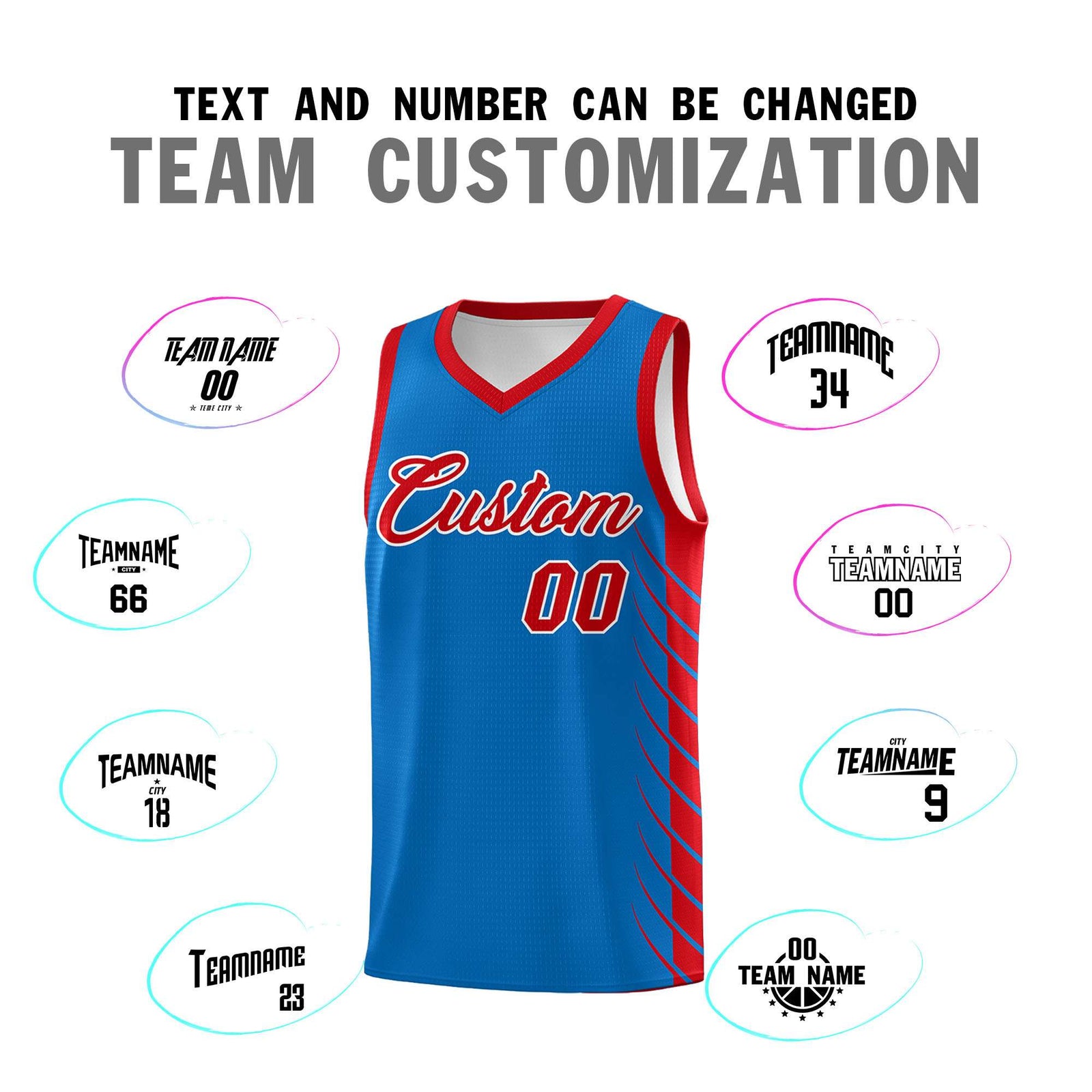 Custom Royal Red Personalized Side Symmetrical Line Pattern Sports Uniform Basketball Jersey