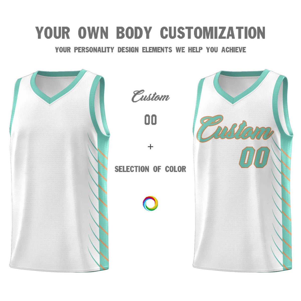 Custom White Bright Green Personalized Side Symmetrical Line Pattern Sports Uniform Basketball Jersey