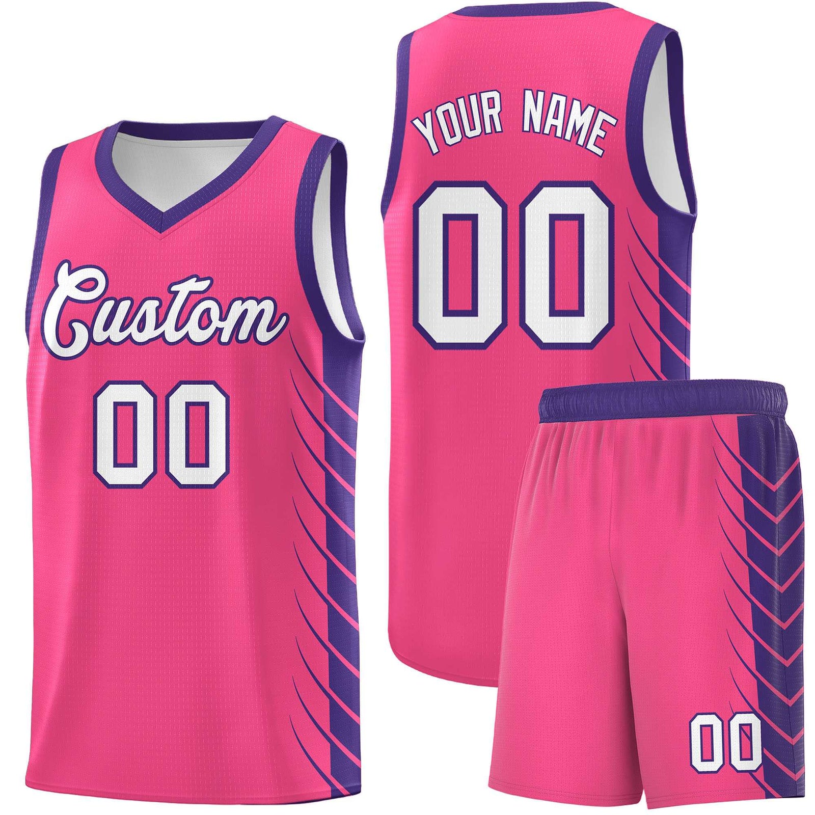 Custom Pink Purple Personalized Side Symmetrical Line Pattern Sports Uniform Basketball Jersey| KXKSHOP