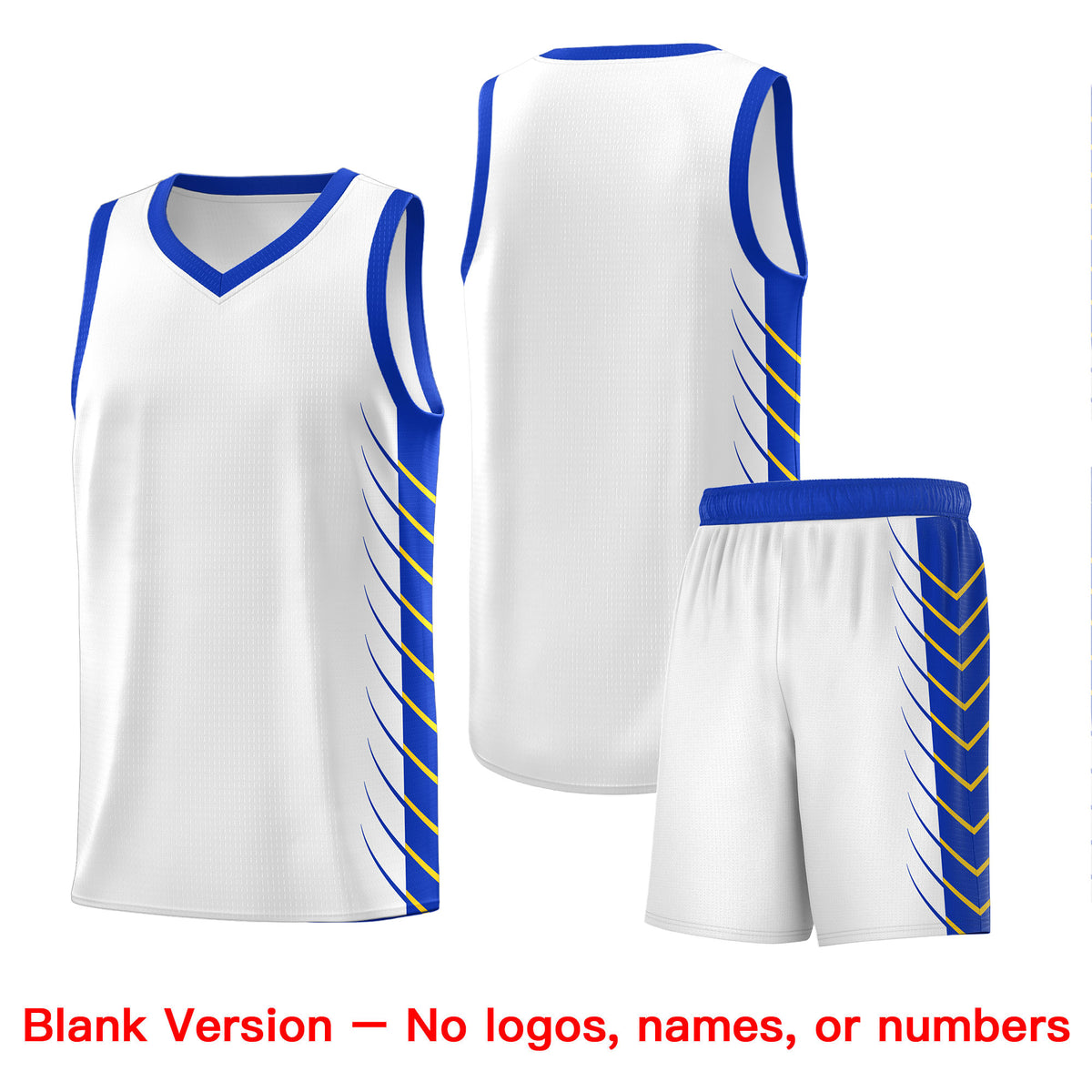 Custom White Royal Personalized Side Symmetrical Line Pattern Sports Uniform Basketball Jersey| KXKSHOP