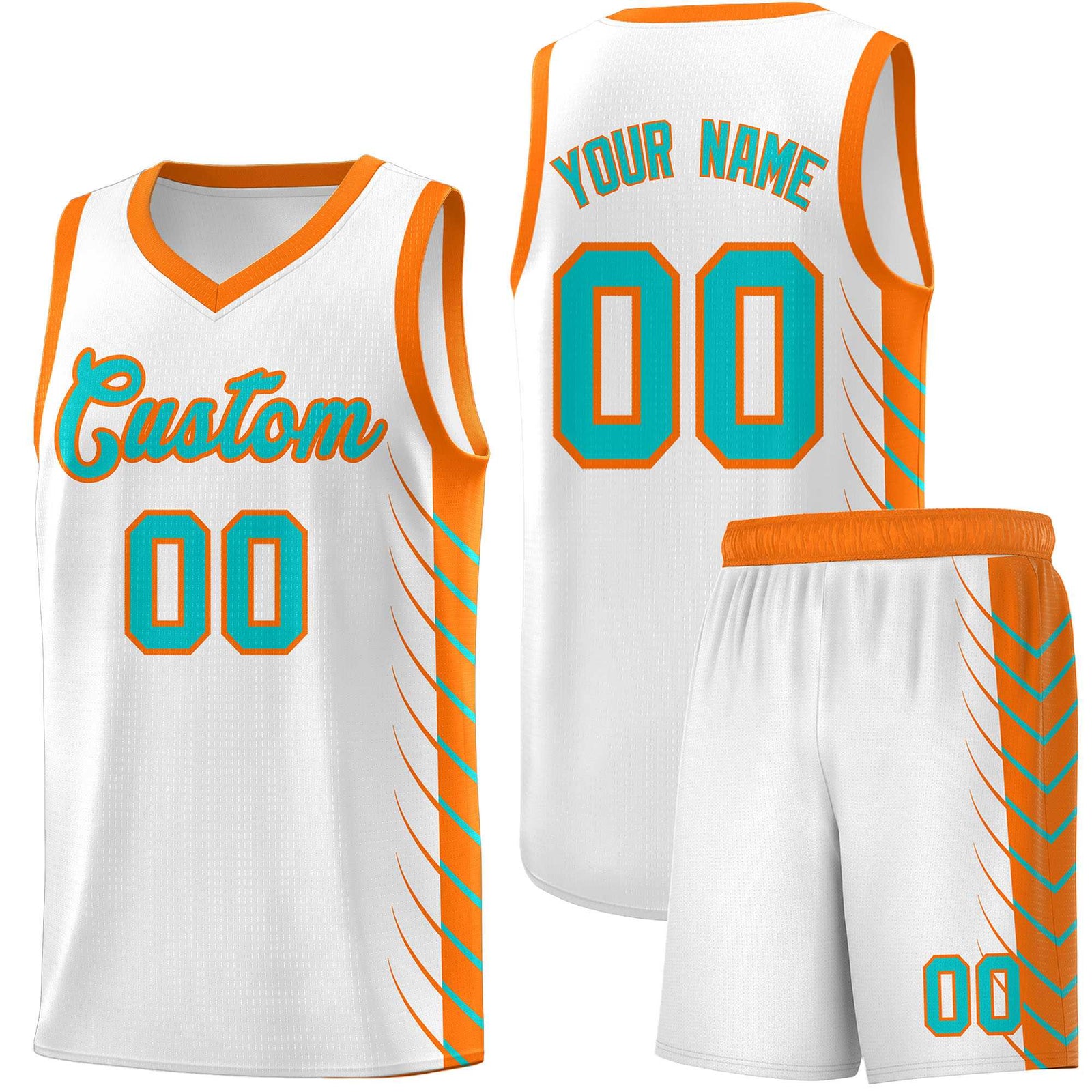 Custom White Sky Blue Personalized Side Symmetrical Line Pattern Sports Uniform Basketball Jersey| KXKSHOP