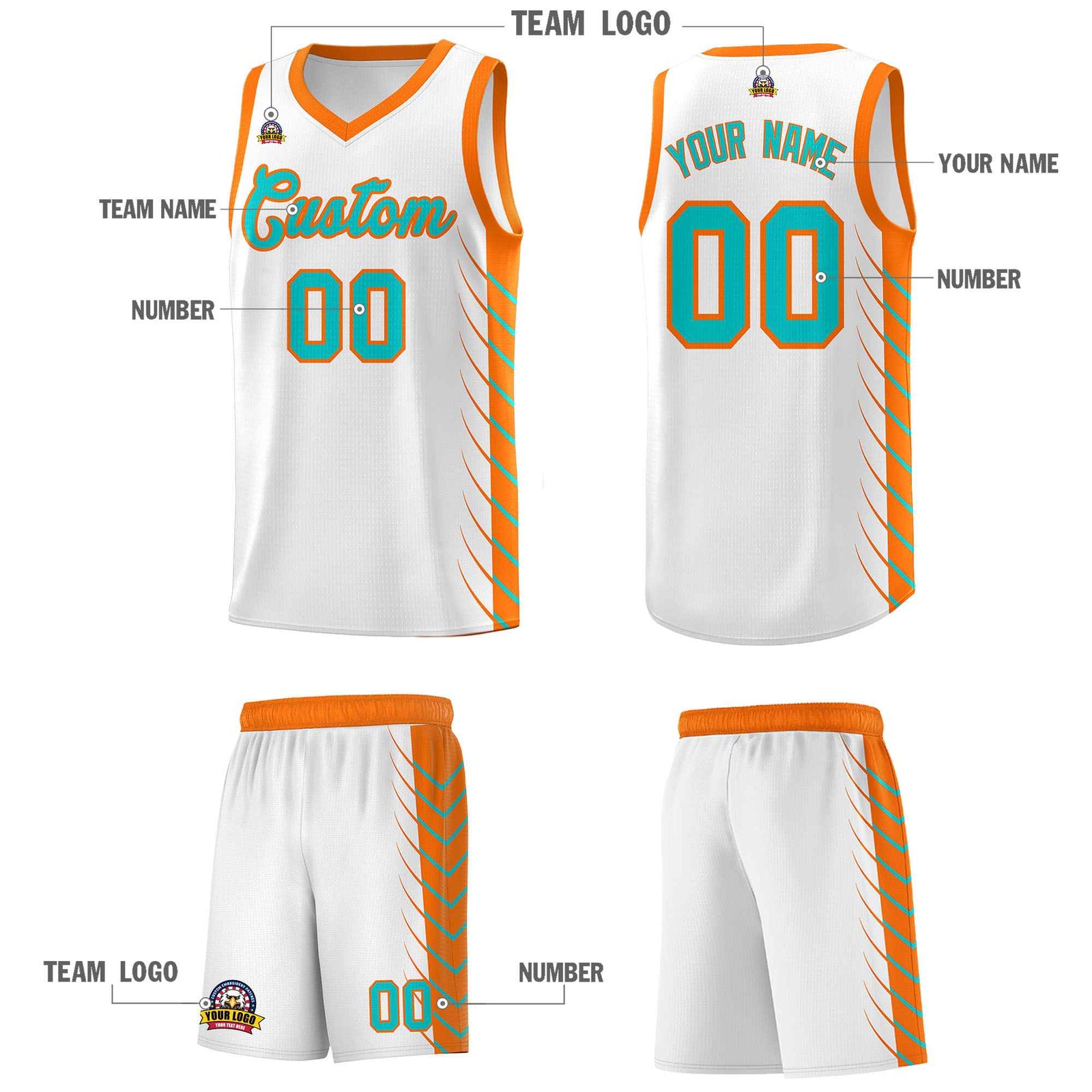 Custom White Sky Blue Personalized Side Symmetrical Line Pattern Sports Uniform Basketball Jersey