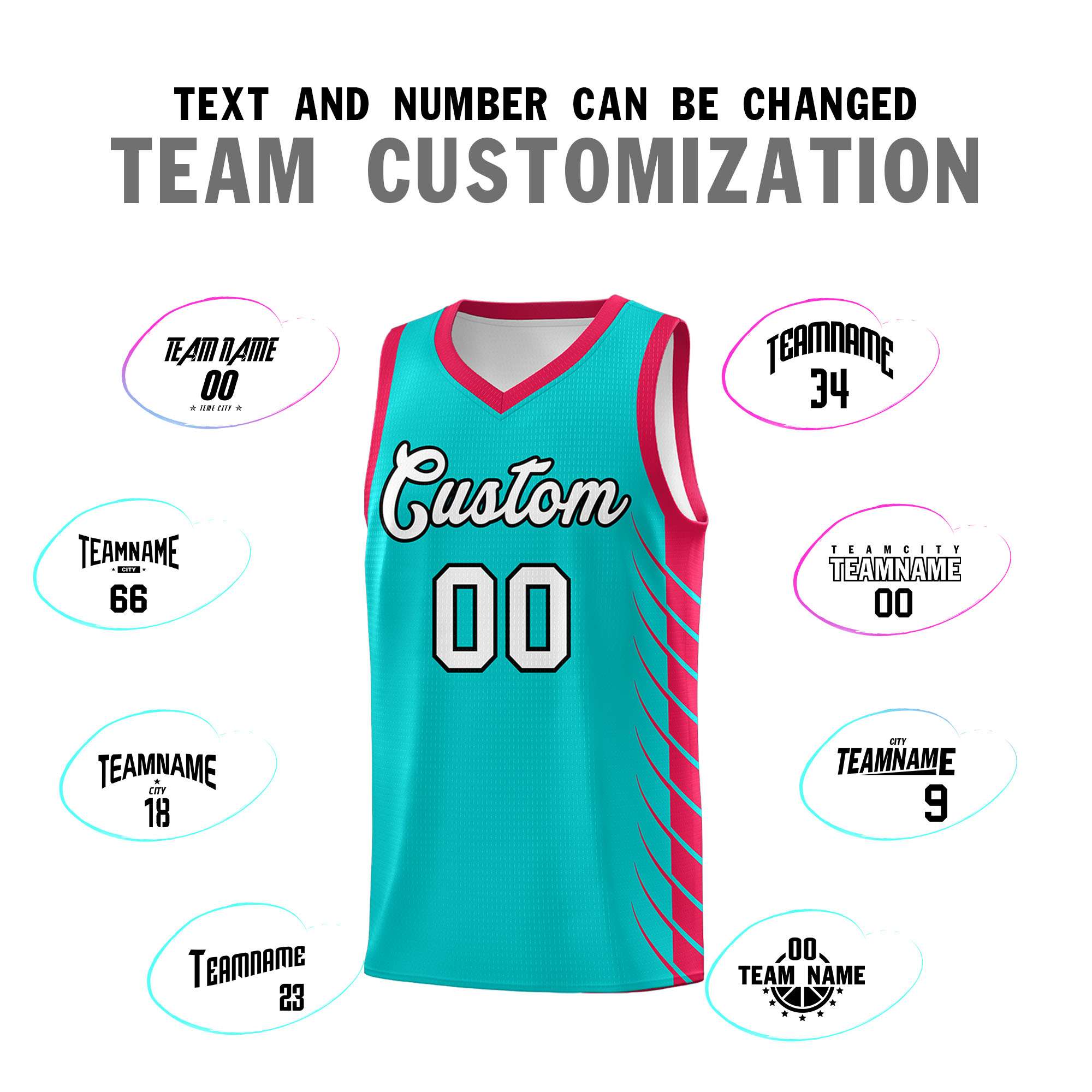 Custom Aqua Red Personalized Side Symmetrical Line Pattern Sports Uniform Basketball Jersey| KXKSHOP