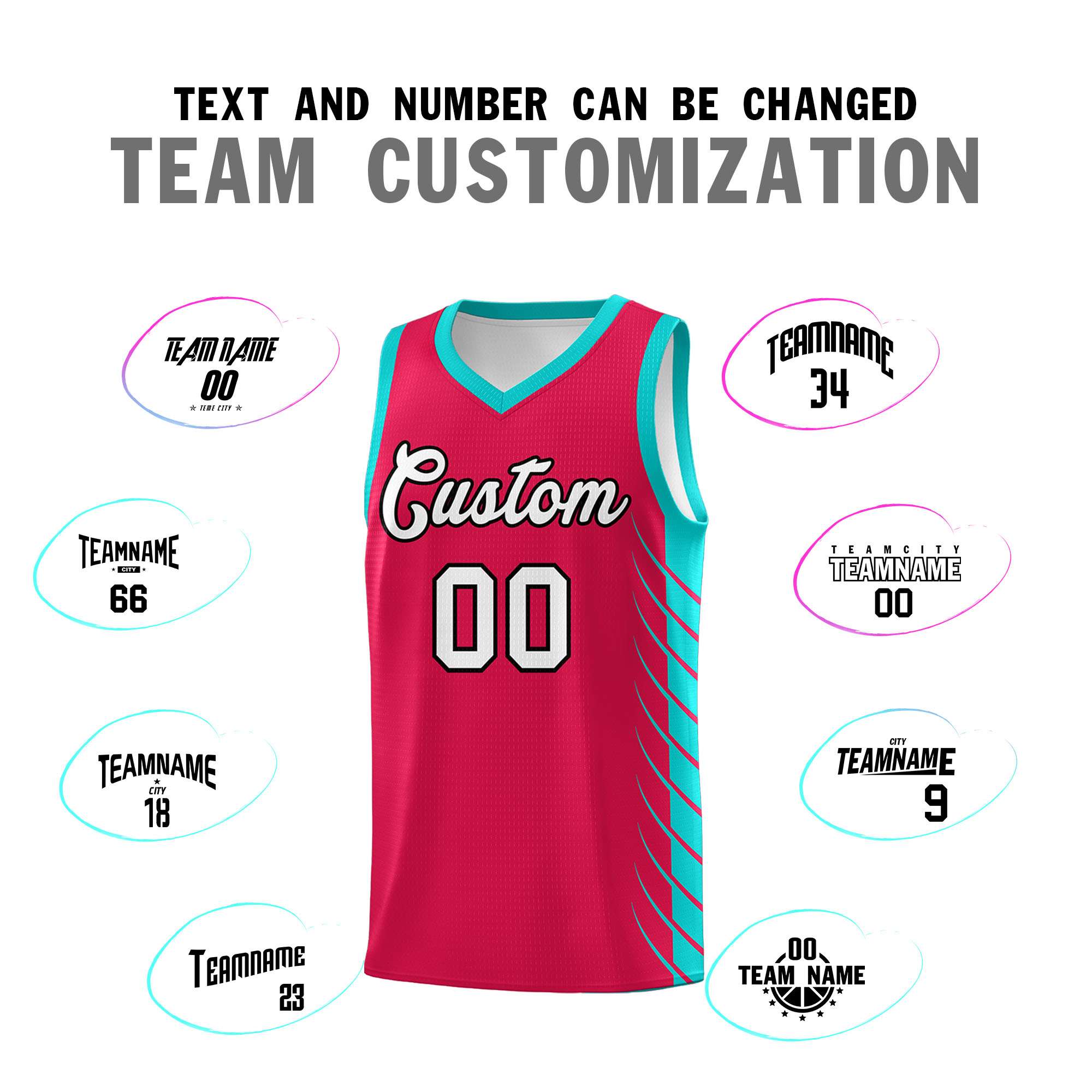 Custom Red Aqua Personalized Side Symmetrical Line Pattern Sports Uniform Basketball Jersey| KXKSHOP