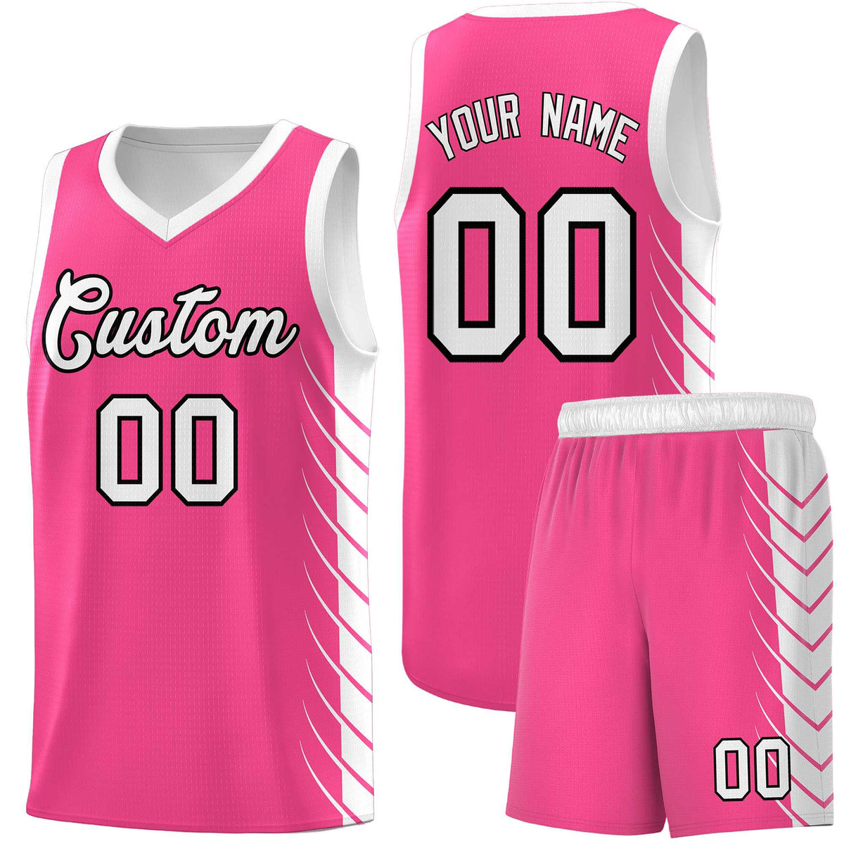 Custom Pink White Personalized Side Symmetrical Line Pattern Sports Uniform Basketball Jersey| KXKSHOP