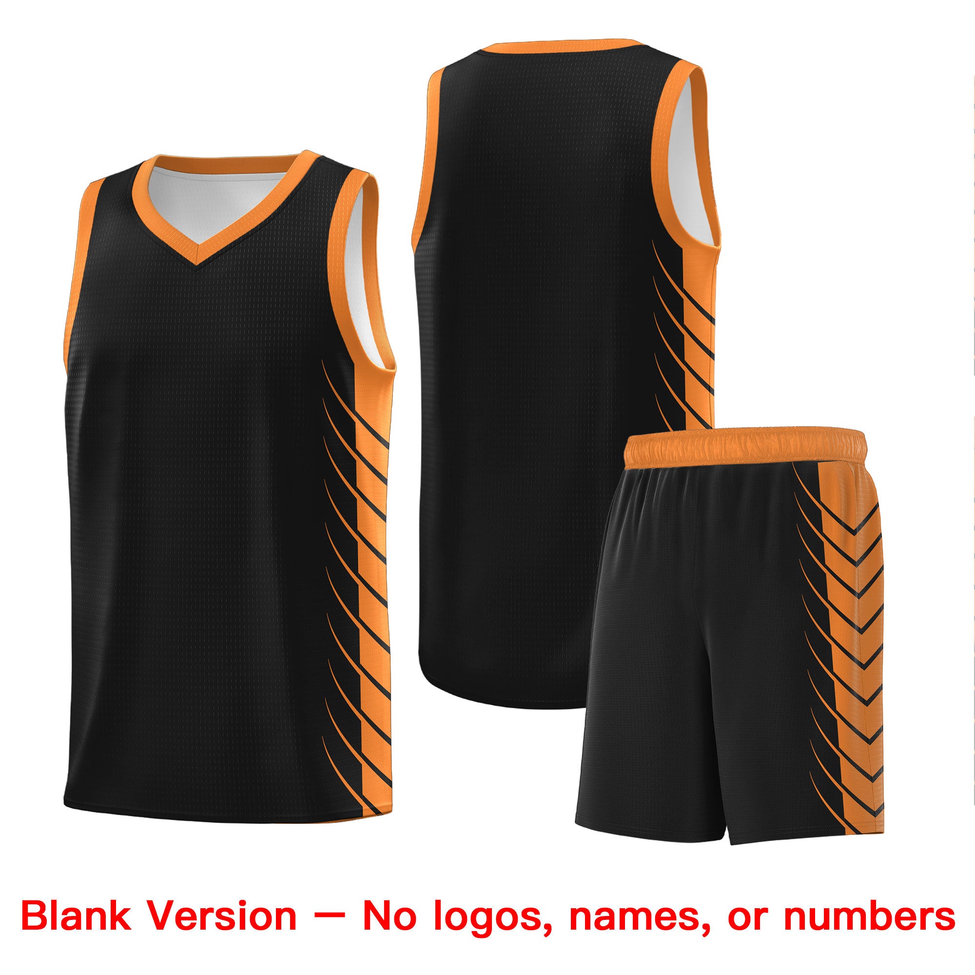 Custom Black Gold Orange Personalized Side Symmetrical Line Pattern Sports Uniform Basketball Jersey| KXKSHOP