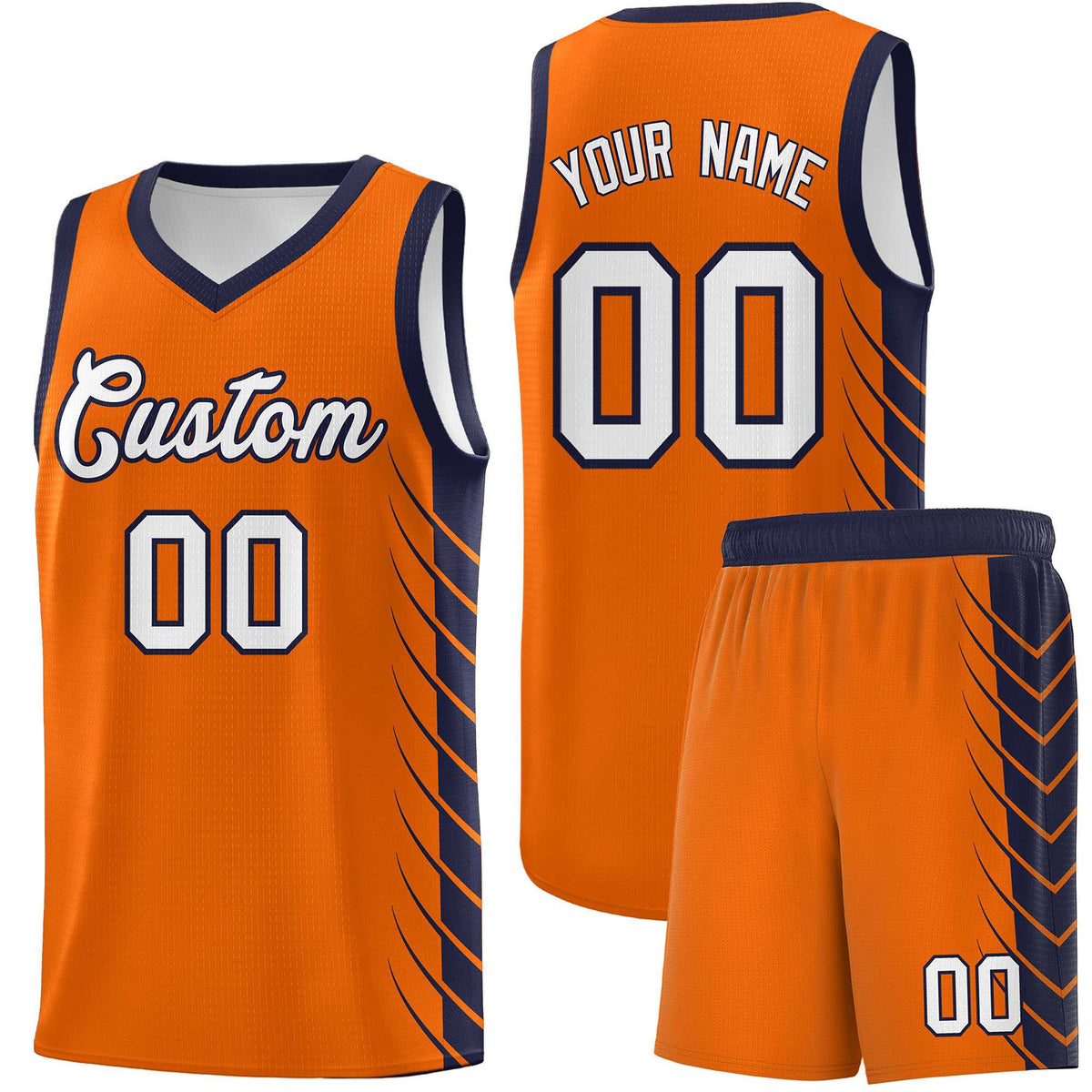 Custom Orange Navy Personalized Side Symmetrical Line Pattern Sports Uniform Basketball Jersey| KXKSHOP