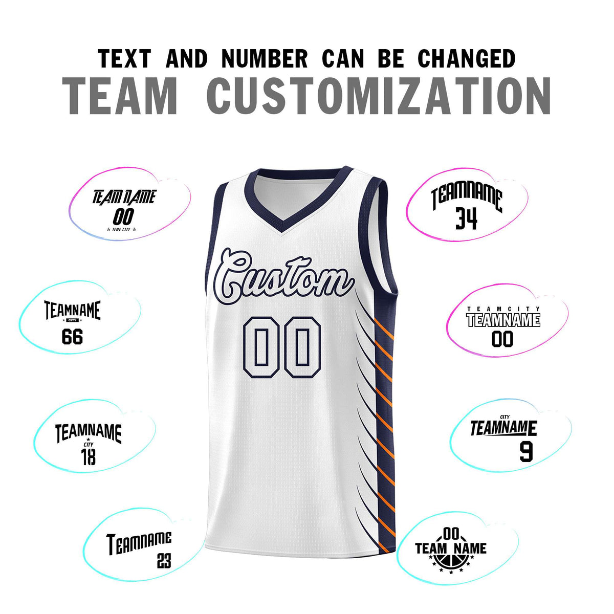 Custom White Navy Personalized Side Symmetrical Line Pattern Sports Uniform Basketball Jersey| KXKSHOP