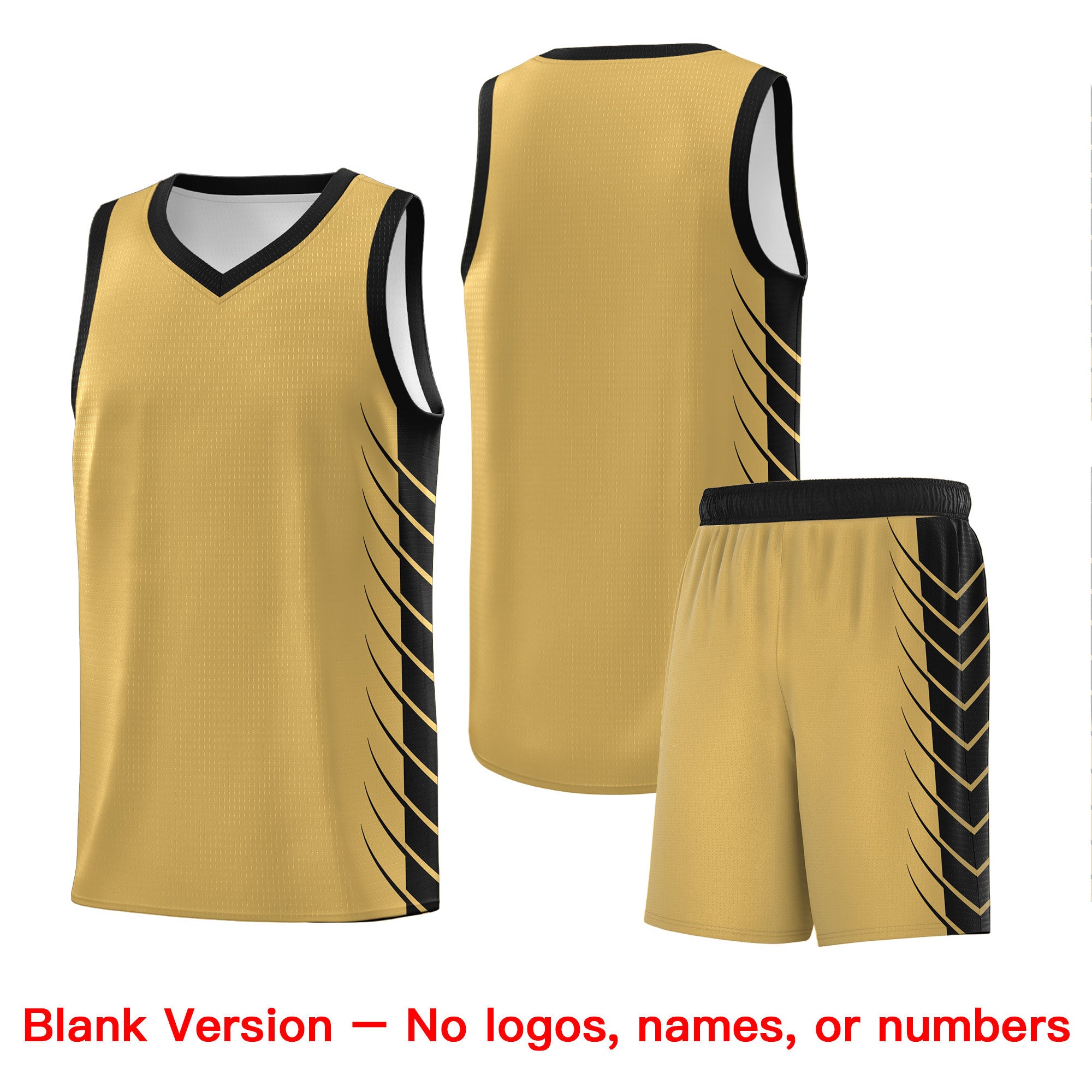 Custom Old Gold Black Personalized Side Symmetrical Line Pattern Sports Uniform Basketball Jersey| KXKSHOP