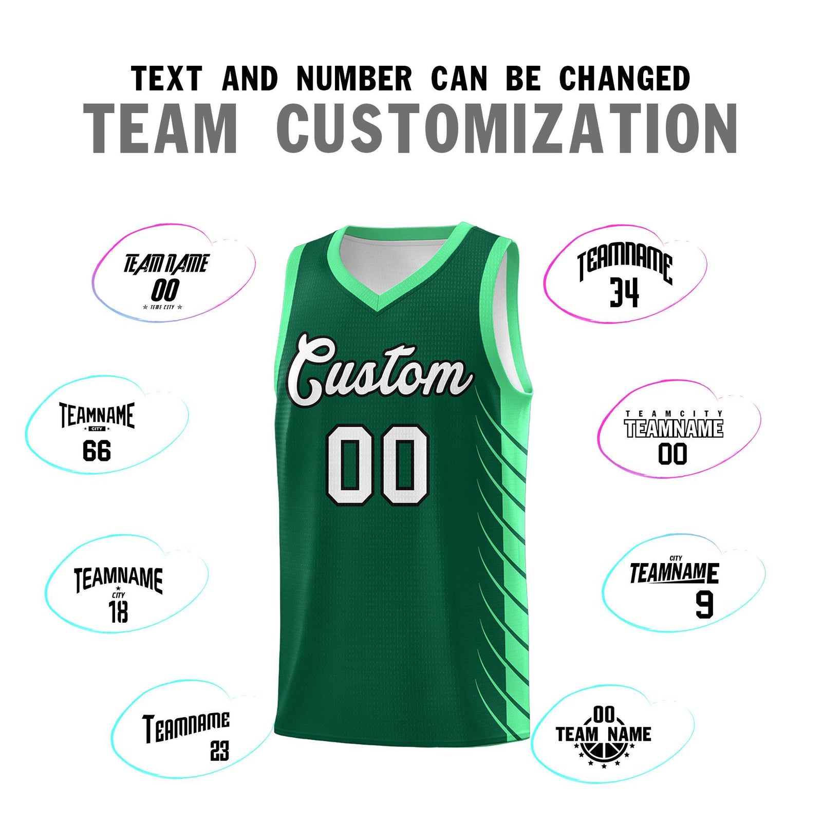 Custom Kelly Green Green Personalized Side Symmetrical Line Pattern Sports Uniform Basketball Jersey| KXKSHOP