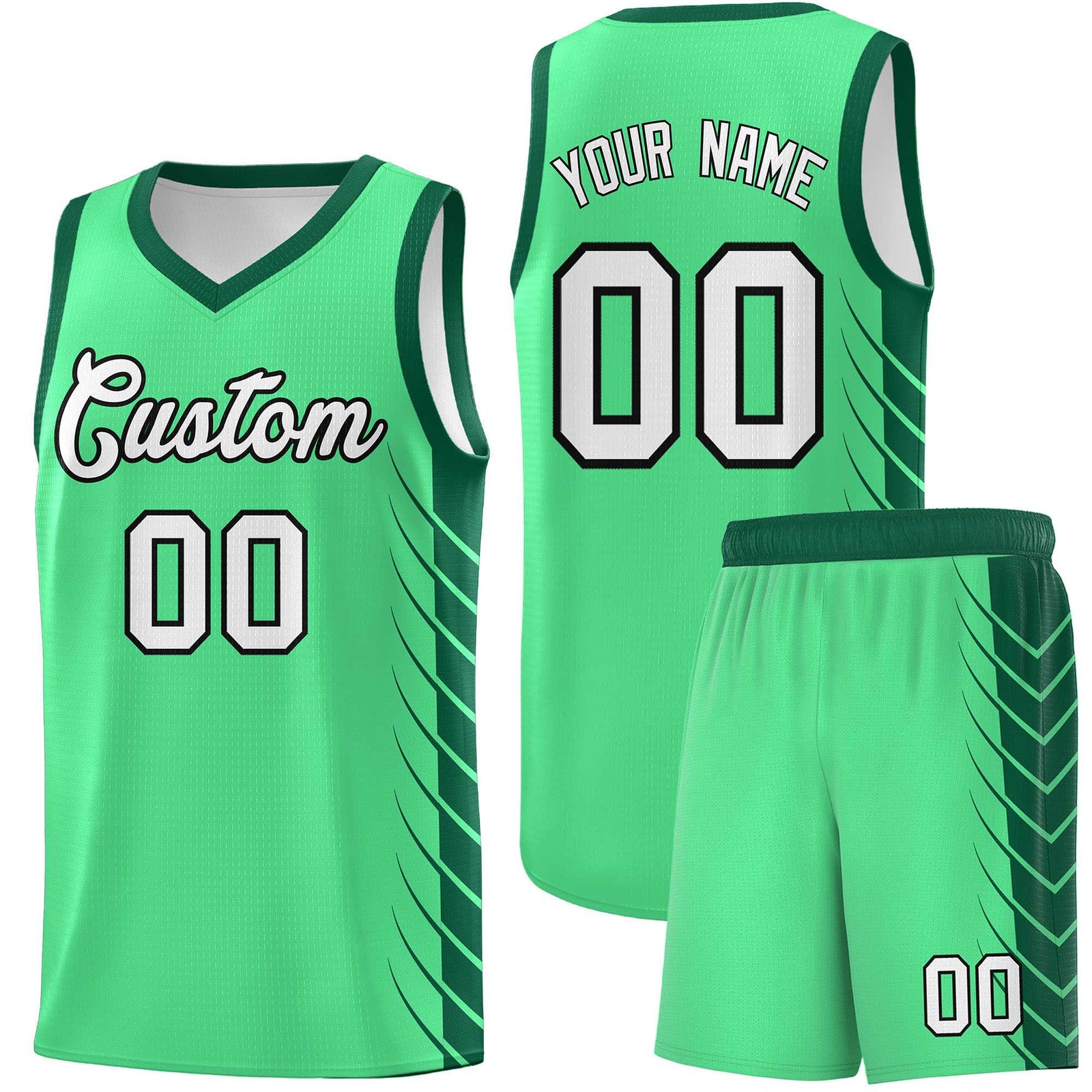 Custom Green Kelly Green Personalized Side Symmetrical Line Pattern Sports Uniform Basketball Jersey| KXKSHOP