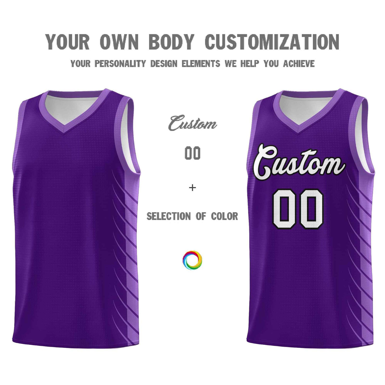 Custom Purple Light Purple Personalized Side Symmetrical Line Pattern Sports Uniform Basketball Jersey| KXKSHOP