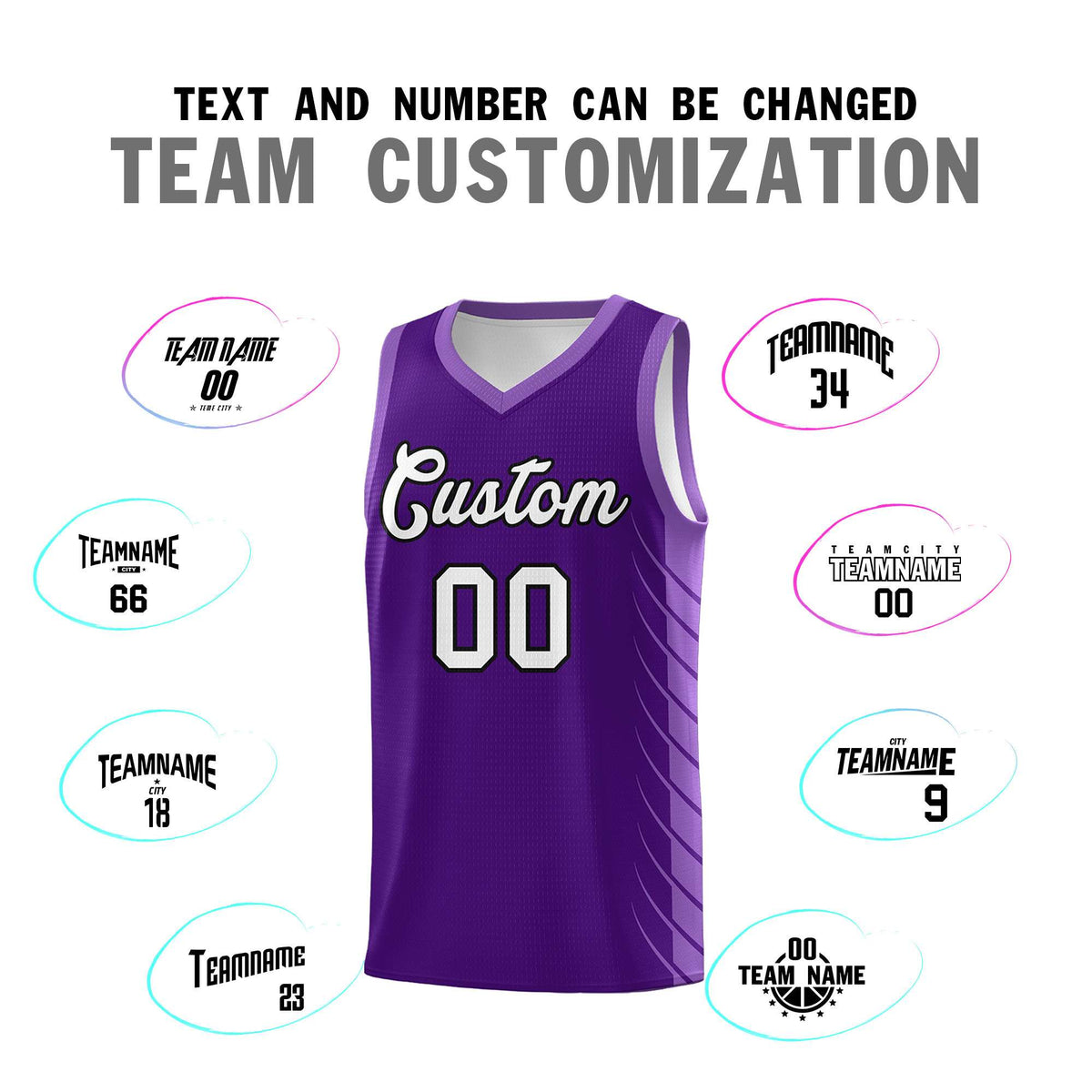 Custom Purple Light Purple Personalized Side Symmetrical Line Pattern Sports Uniform Basketball Jersey| KXKSHOP
