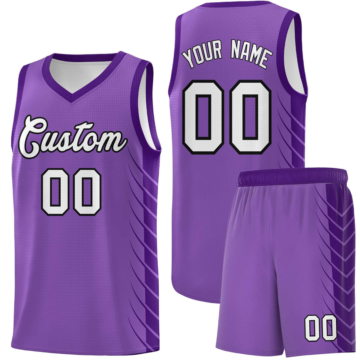 Custom Light Purple Purple Personalized Side Symmetrical Line Pattern Sports Uniform Basketball Jersey| KXKSHOP