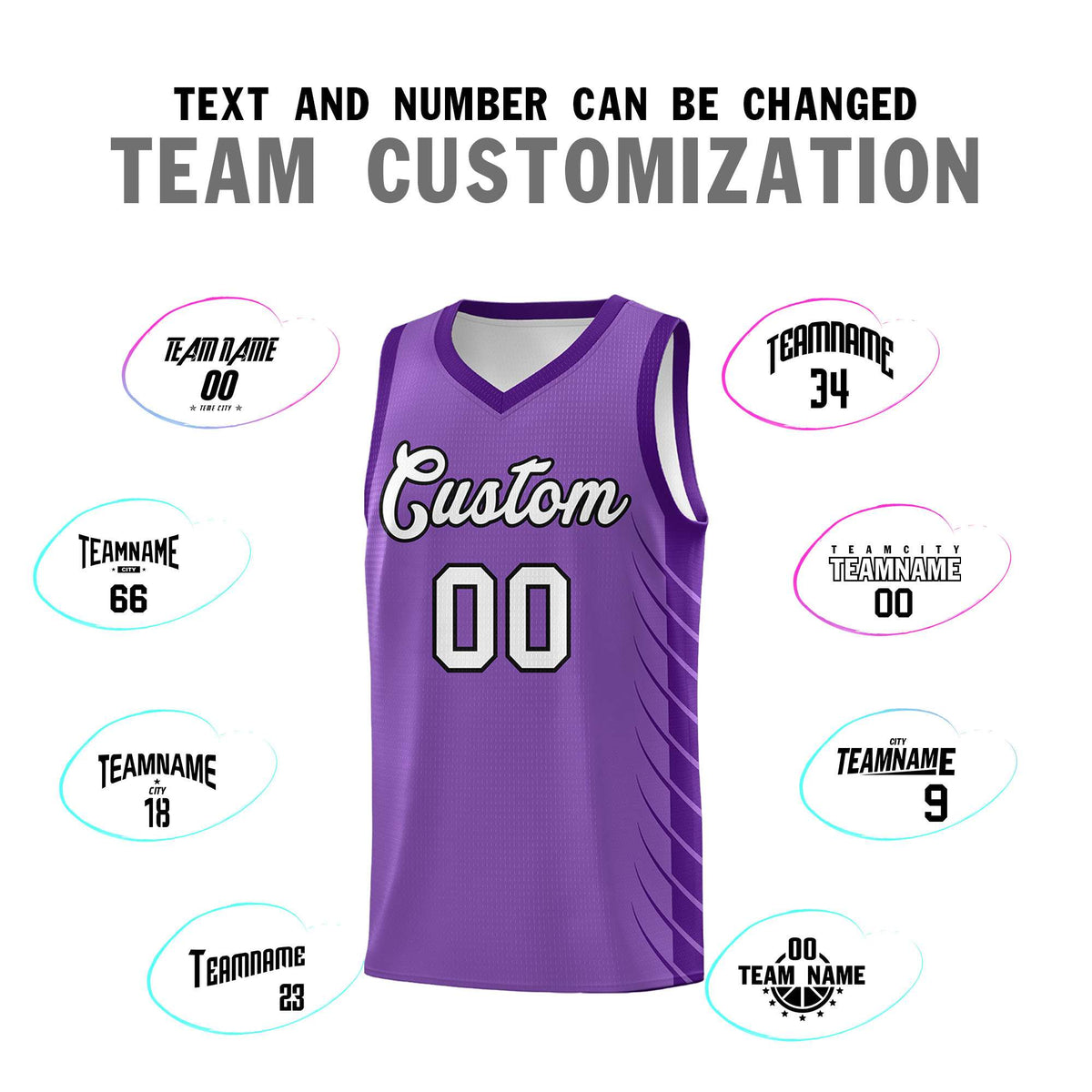 Custom Light Purple Purple Personalized Side Symmetrical Line Pattern Sports Uniform Basketball Jersey| KXKSHOP
