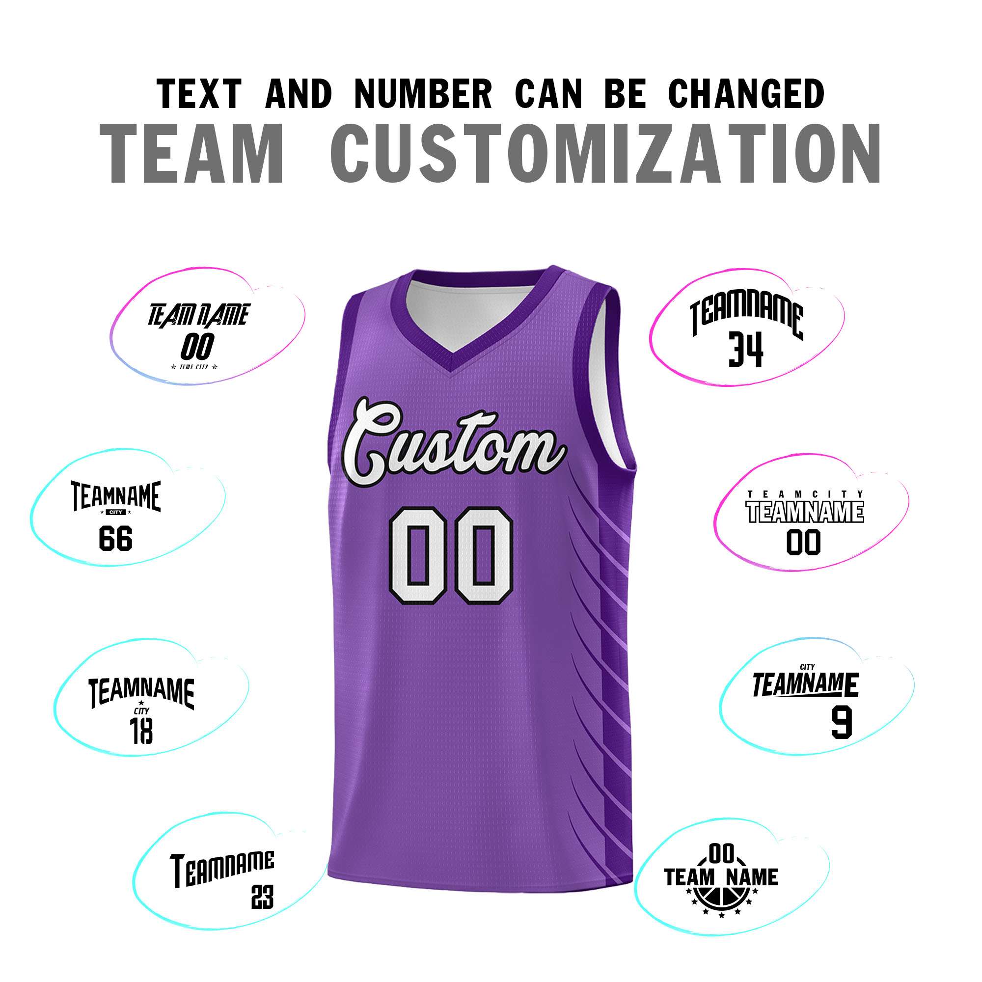 Custom Light Purple Purple Personalized Side Symmetrical Line Pattern Sports Uniform Basketball Jersey| KXKSHOP