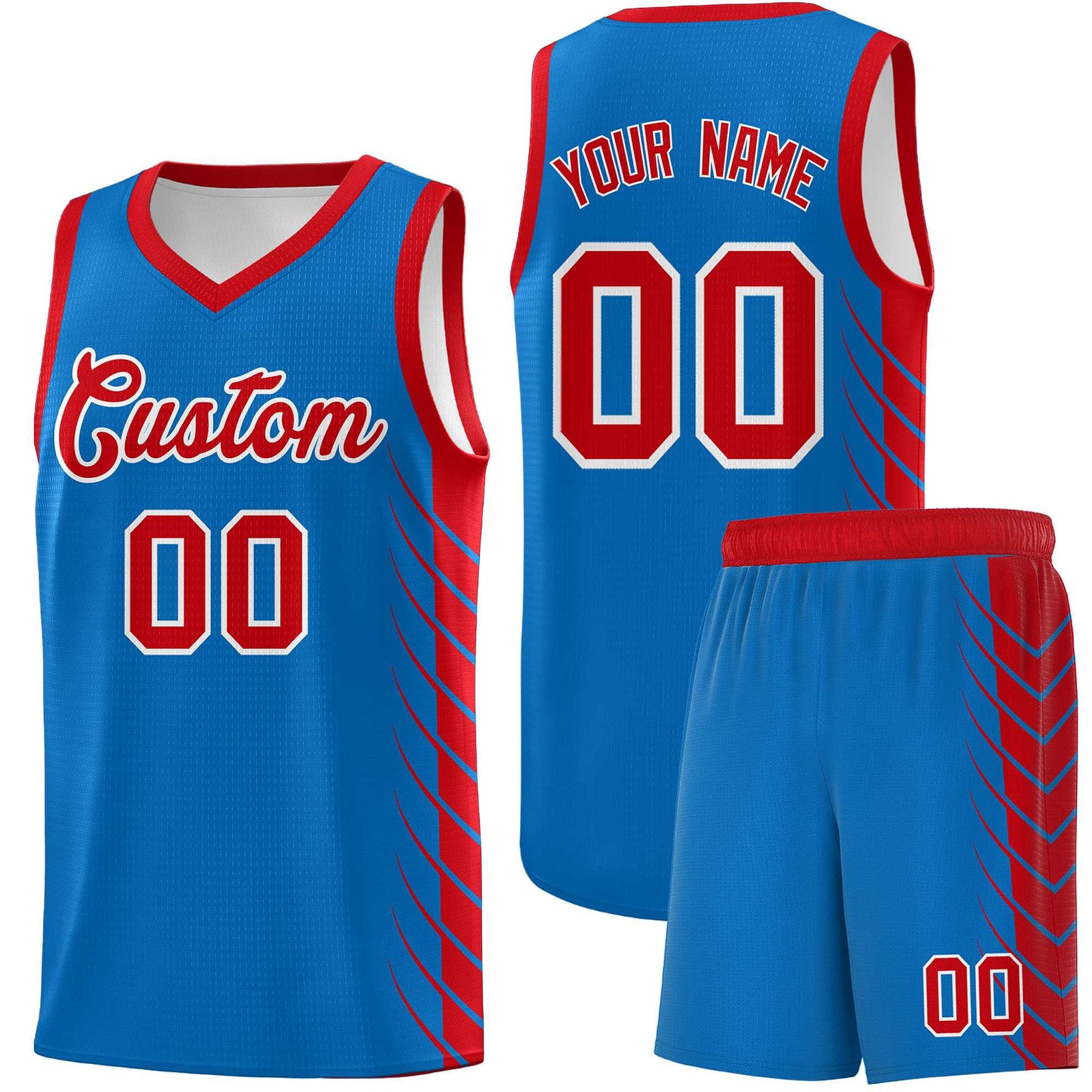 Custom Royal Red Personalized Side Symmetrical Line Pattern Sports Uniform Basketball Jersey| KXKSHOP