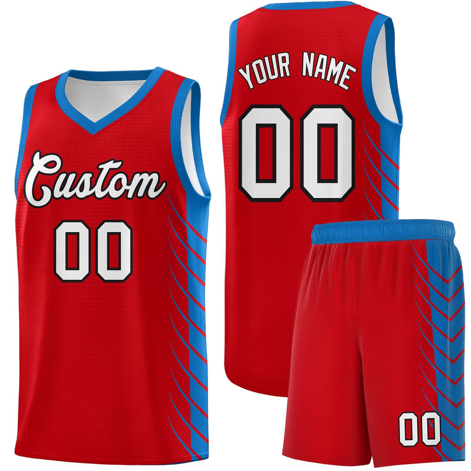 Custom Red Royal Personalized Side Symmetrical Line Pattern Sports Uniform Basketball Jersey| KXKSHOP