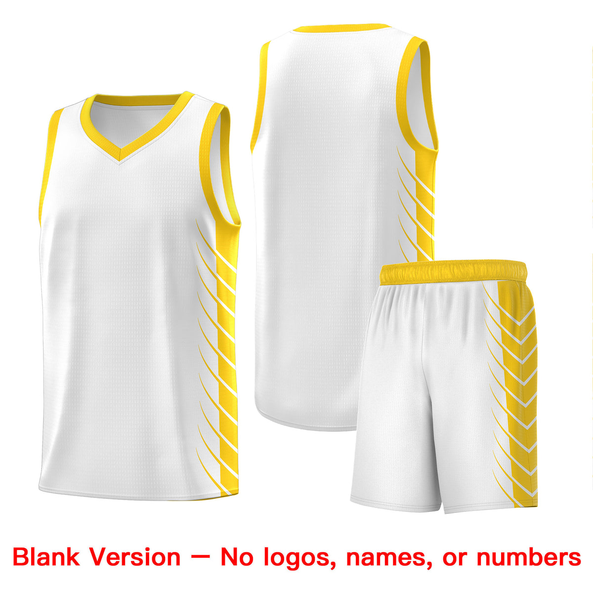 Custom White Gold Personalized Side Symmetrical Line Pattern Sports Uniform Basketball Jersey