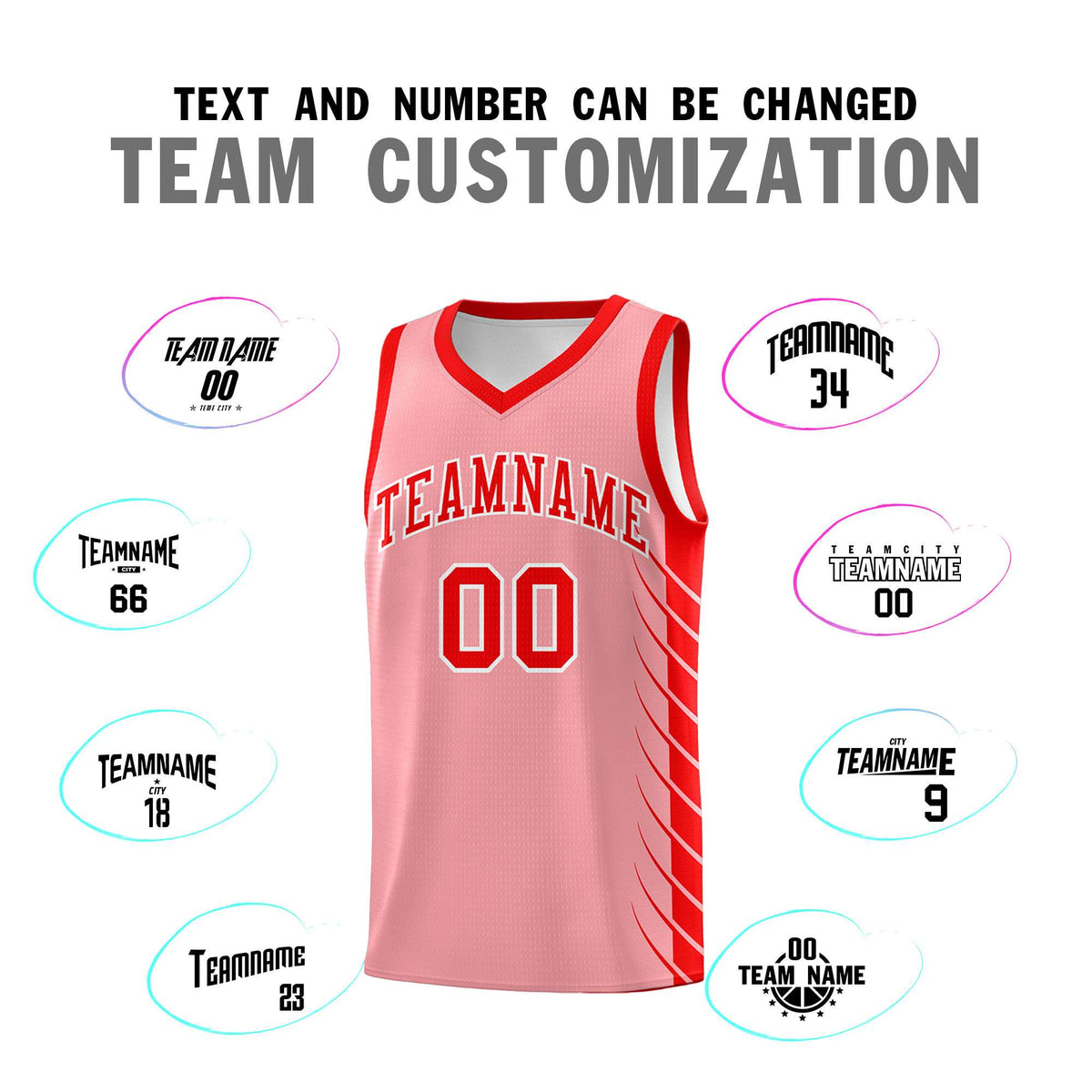 Custom Light Pink Light Red Personalized Side Symmetrical Line Pattern Sports Uniform Basketball Jersey