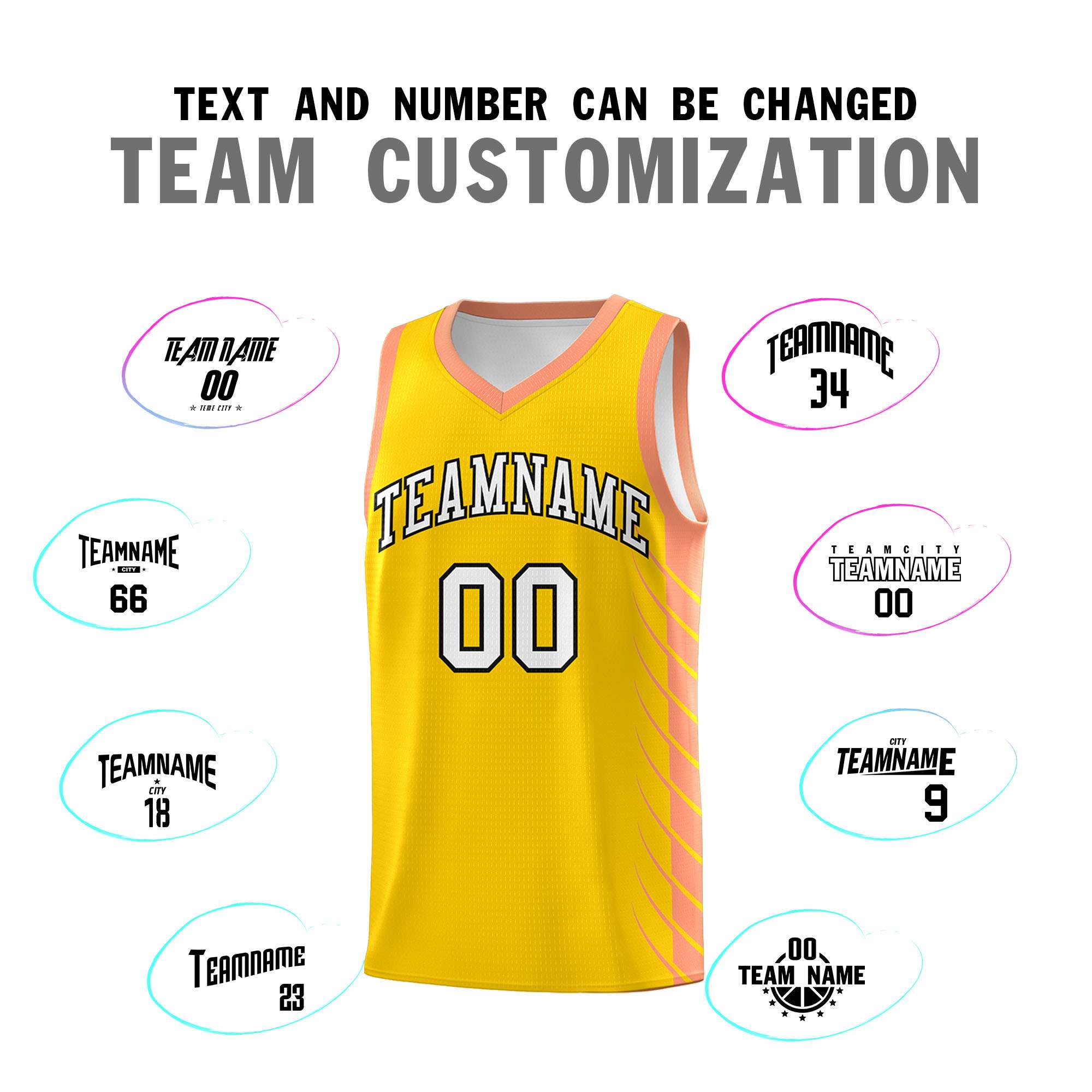 Custom Gold Light Orange Personalized Side Symmetrical Line Pattern Sports Uniform Basketball Jersey