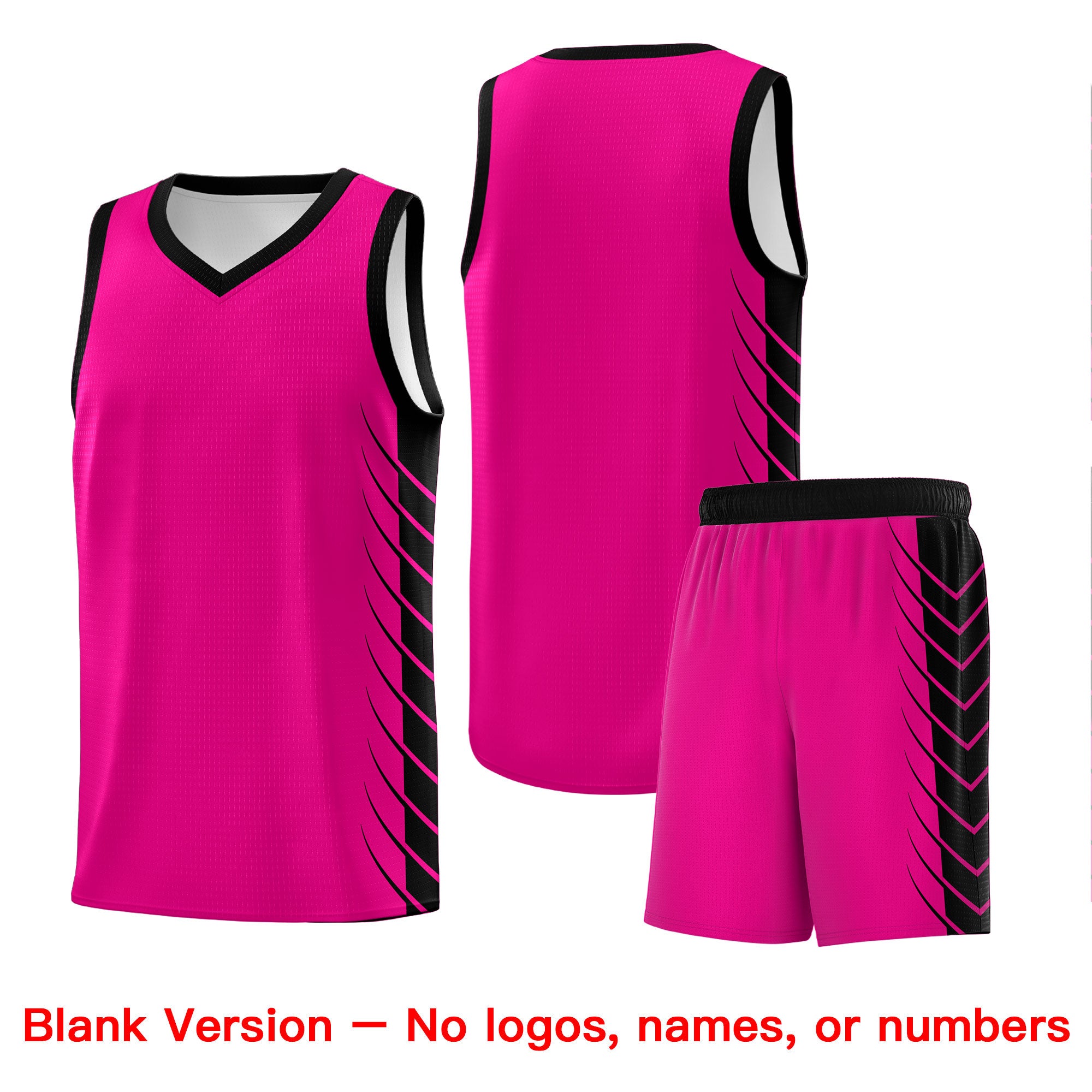Custom Pink Black Personalized Side Symmetrical Line Pattern Sports Uniform Basketball Jersey