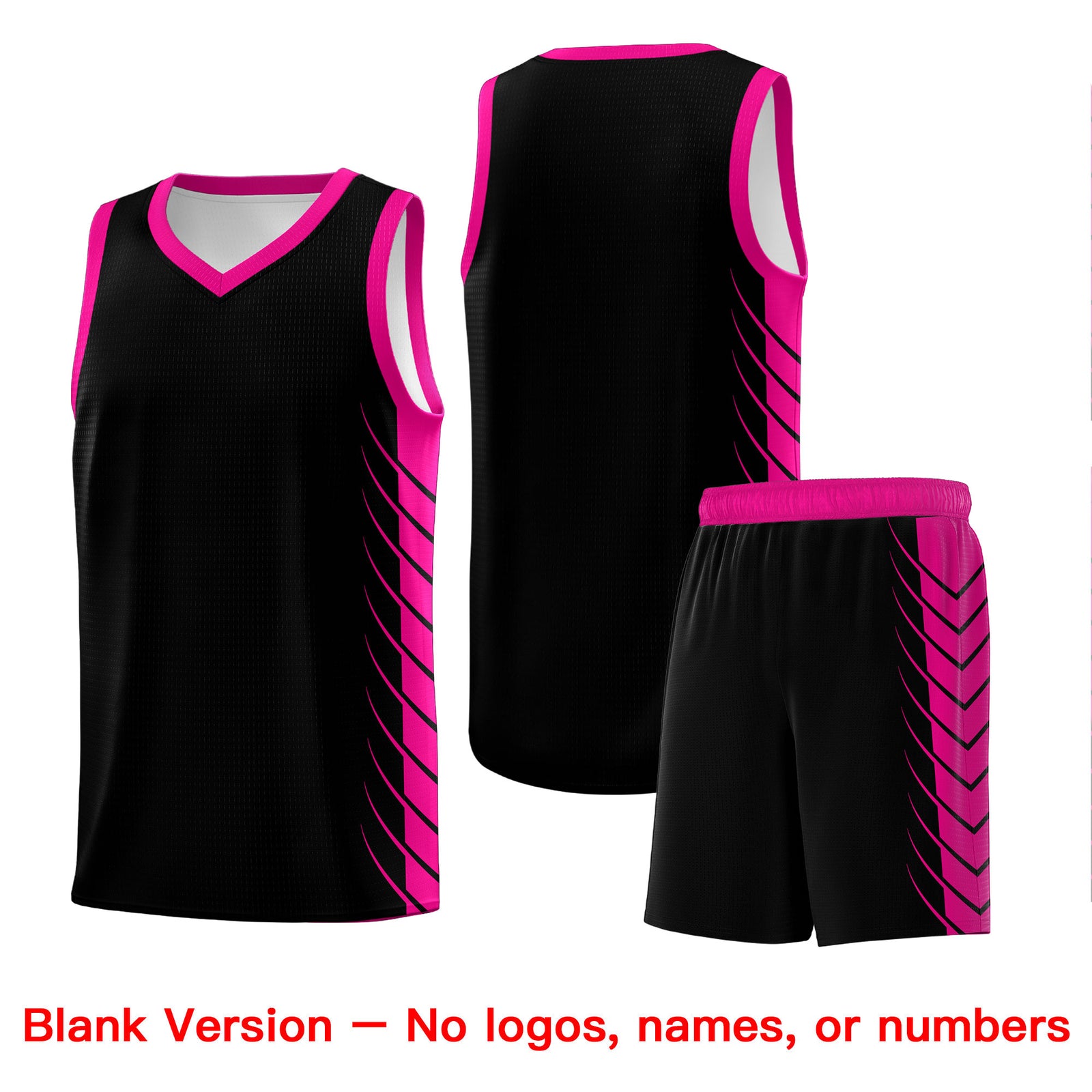 Custom Black Pink Personalized Side Symmetrical Line Pattern Sports Uniform Basketball Jersey