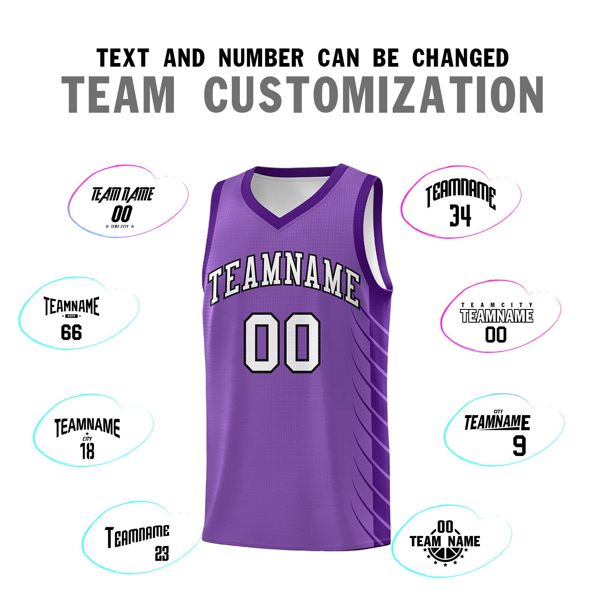 Custom Light Purple Purple Personalized Side Symmetrical Line Pattern Sports Uniform Basketball Jersey