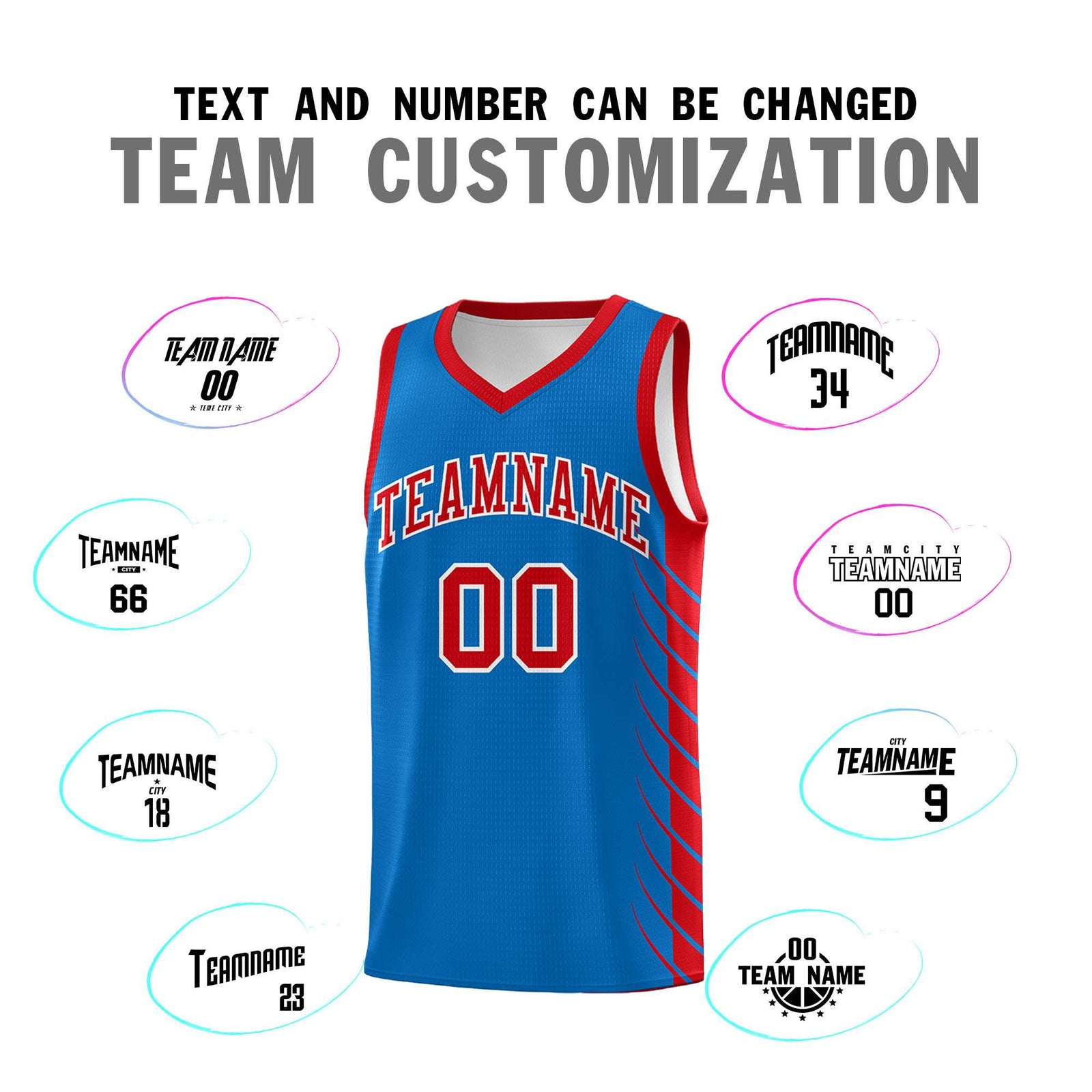 Custom Royal Red Personalized Side Symmetrical Line Pattern Sports Uniform Basketball Jersey