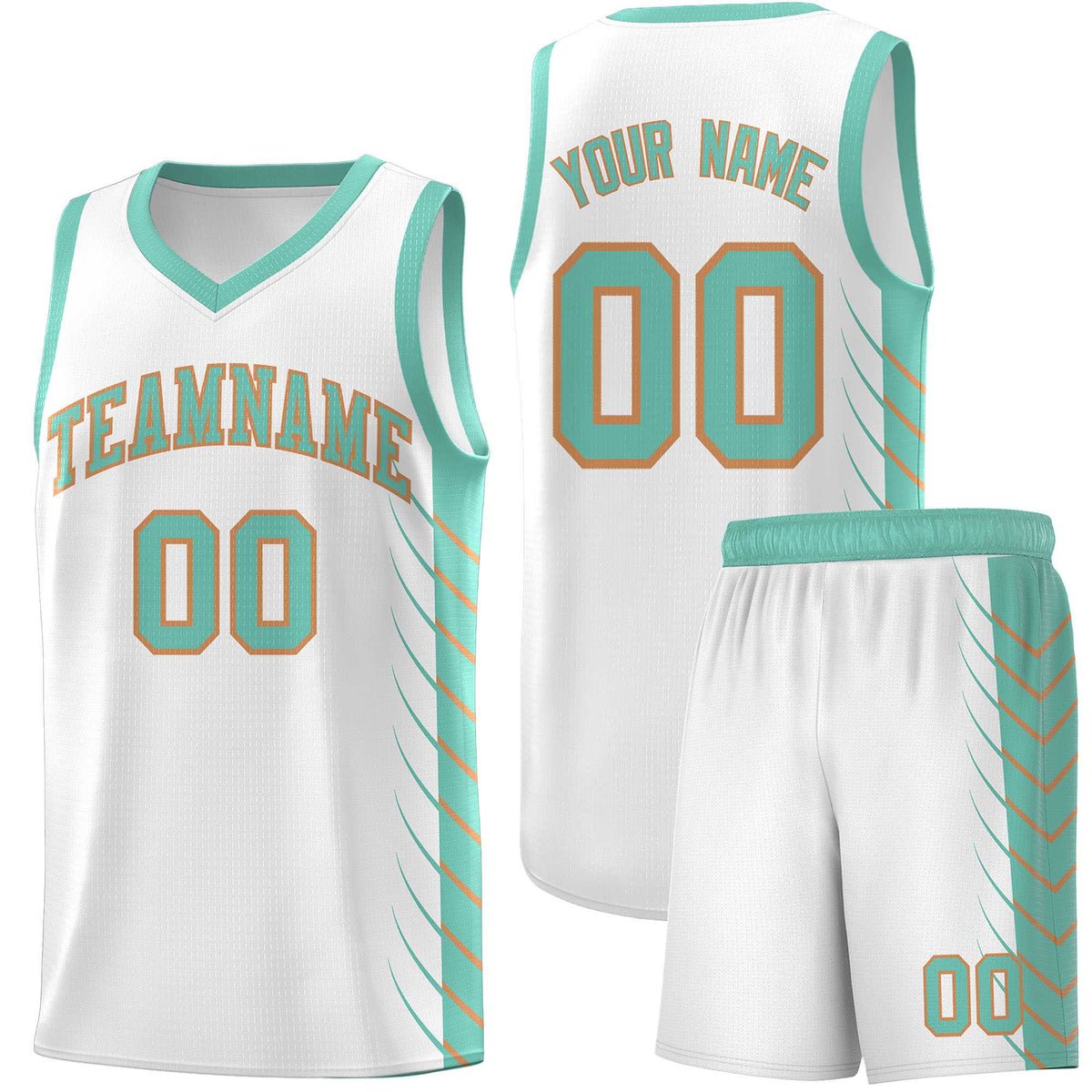 Custom White Bright Green Personalized Side Symmetrical Line Pattern Sports Uniform Basketball Jersey