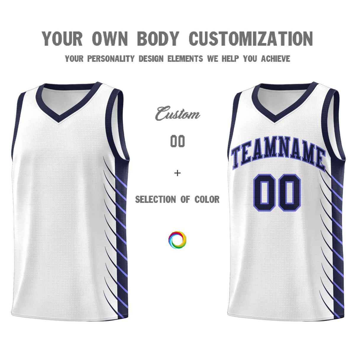 Custom Navy Navy Personalized Side Symmetrical Line Pattern Sports Uniform Basketball Jersey