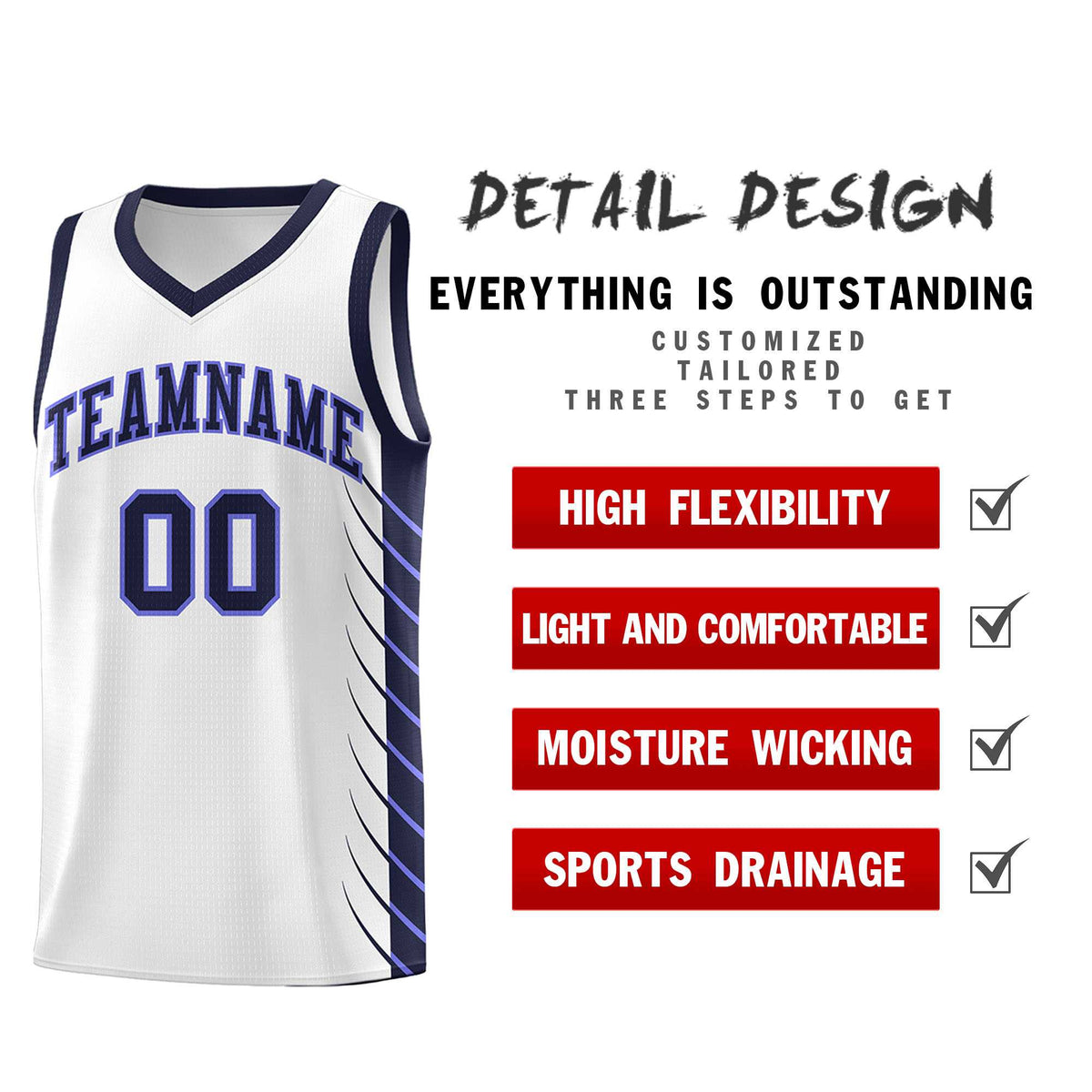 Custom Navy Navy Personalized Side Symmetrical Line Pattern Sports Uniform Basketball Jersey
