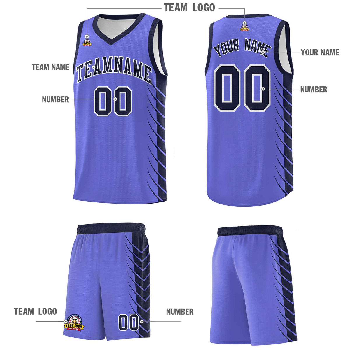Custom Purple Navy Personalized Side Symmetrical Line Pattern Sports Uniform Basketball Jersey