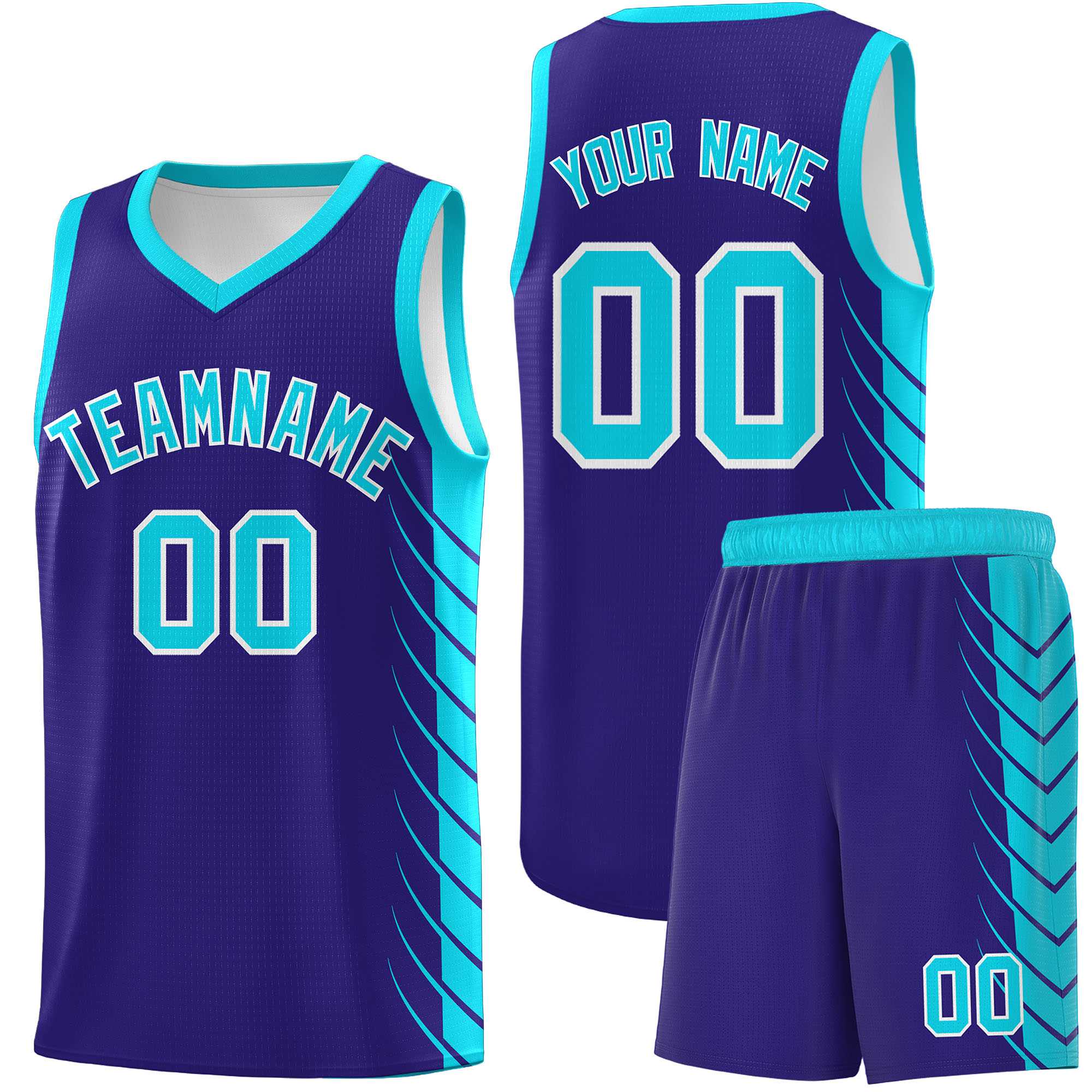 Custom Royal Sky Blue Personalized Side Symmetrical Line Pattern Sports Uniform Basketball Jersey
