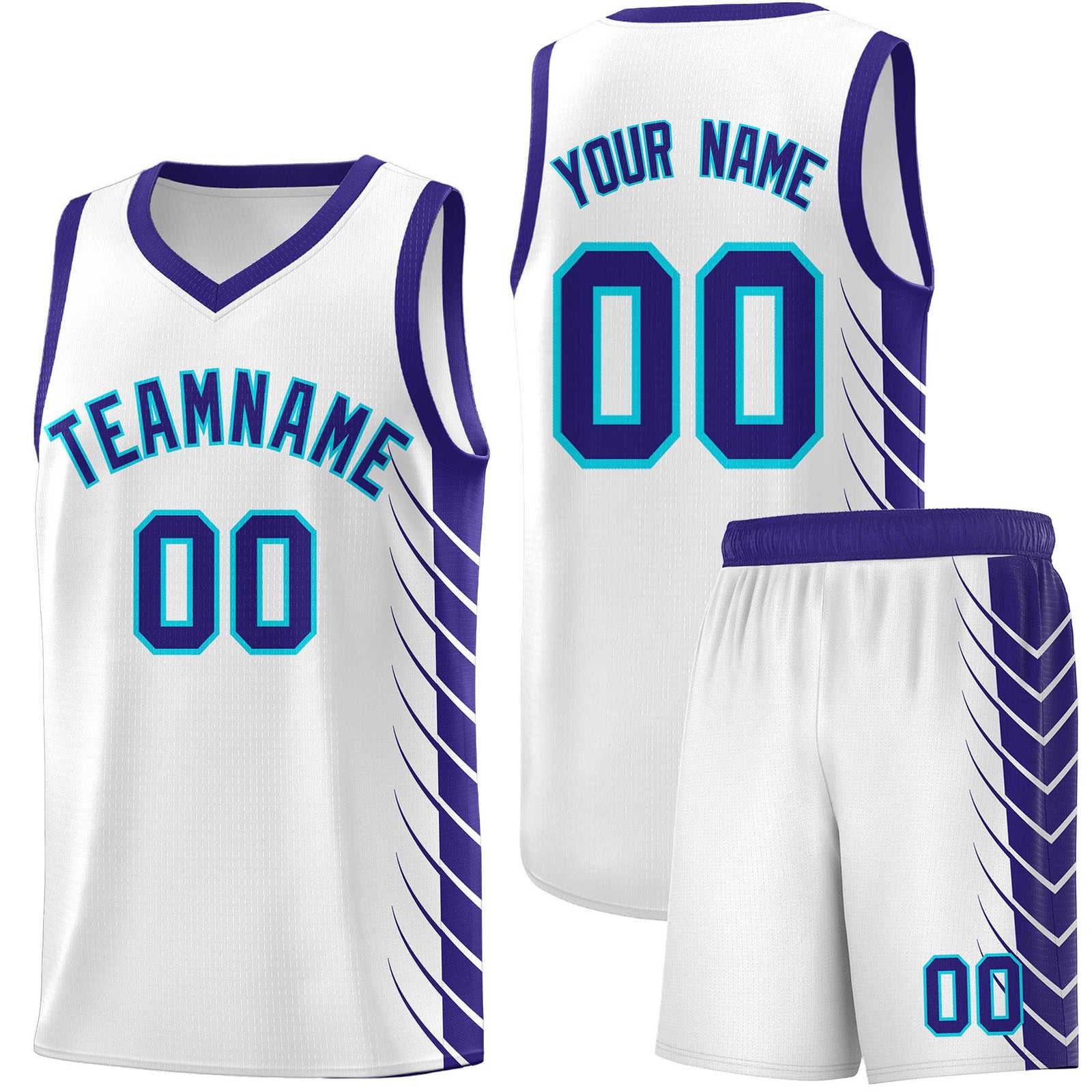 Custom White Royal Personalized Side Symmetrical Line Pattern Sports Uniform Basketball Jersey