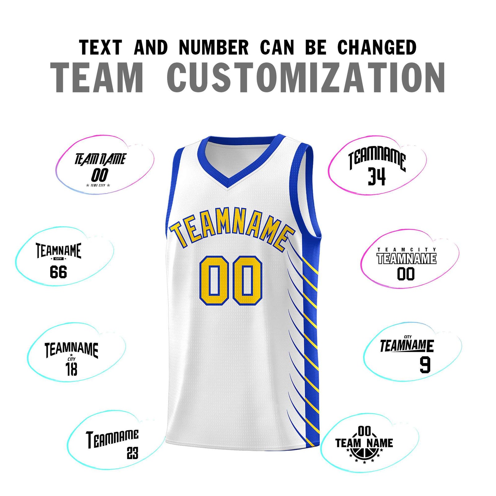 Custom White Royal Personalized Side Symmetrical Line Pattern Sports Uniform Basketball Jersey