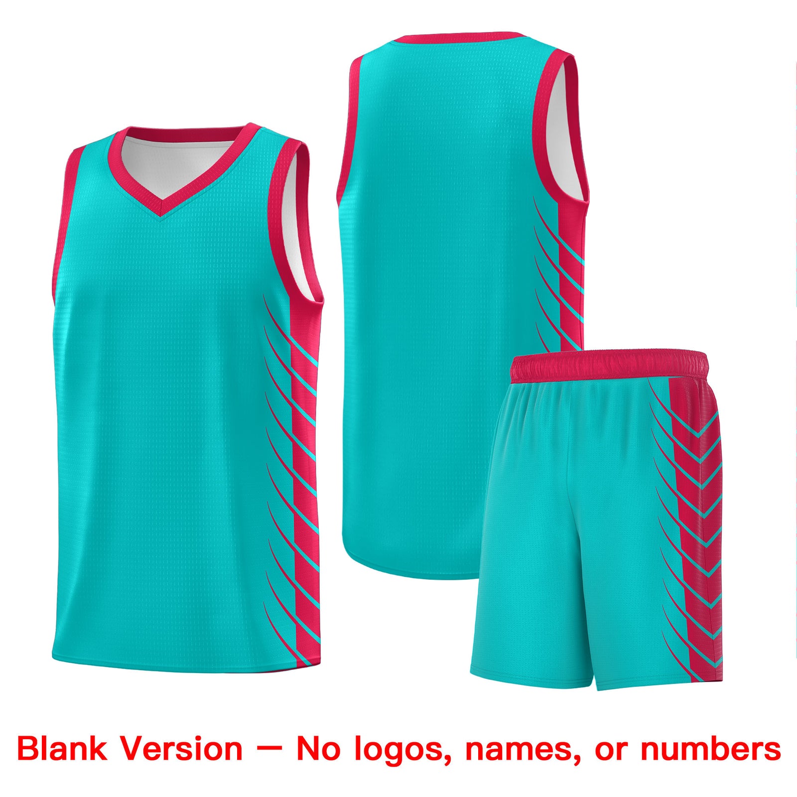 Custom Aqua Red Personalized Side Symmetrical Line Pattern Sports Uniform Basketball Jersey