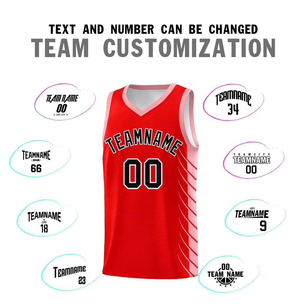 Custom Light Red Light Pink Personalized Side Symmetrical Line Pattern Sports Uniform Basketball Jersey